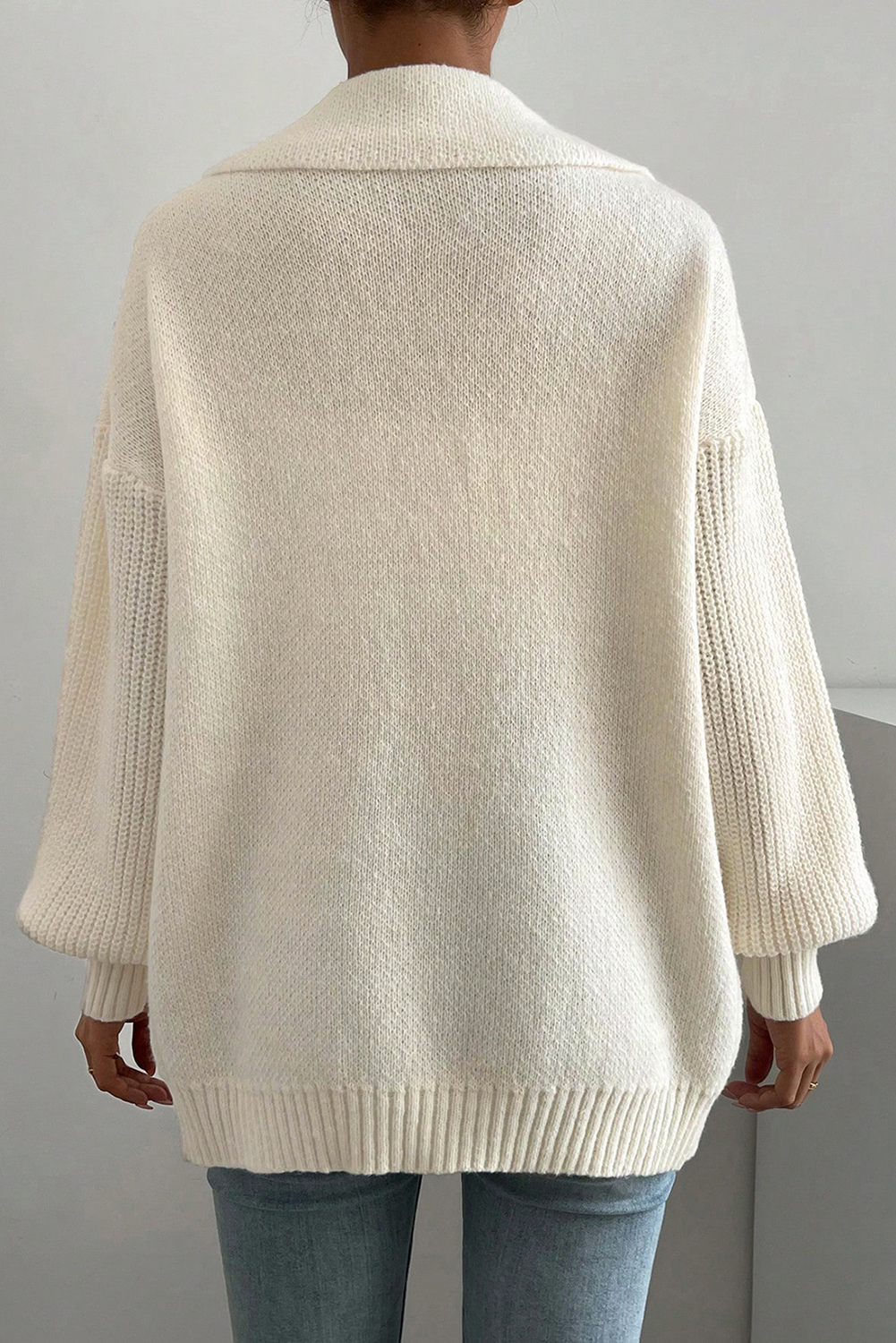 Beige Solid Long Sleeve Sweater Cardigan for Women – Modern Daily Wear - Detail View 14 Beige Solid Long Sleeve Sweater Cardigan for Women – Modern Daily Wear - Detail View 14