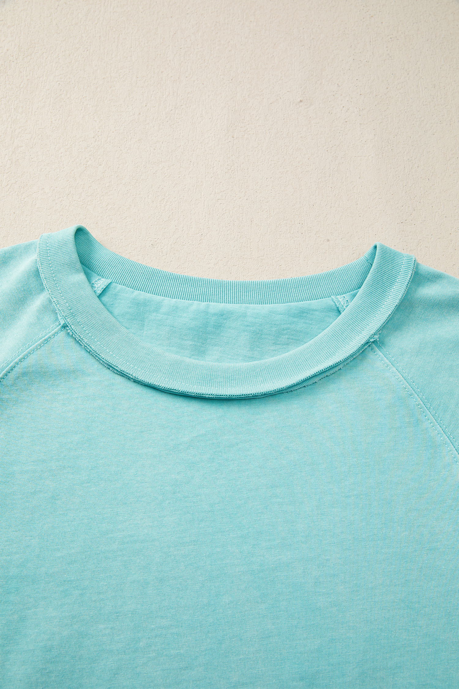 Casual Mint Green Mineral Wash Cropped Tee – Boxy Fit Short Sleeve Top for Daily Outings - Detail View 9 Casual Mint Green Mineral Wash Cropped Tee – Boxy Fit Short Sleeve Top for Daily Outings - Detail View 9