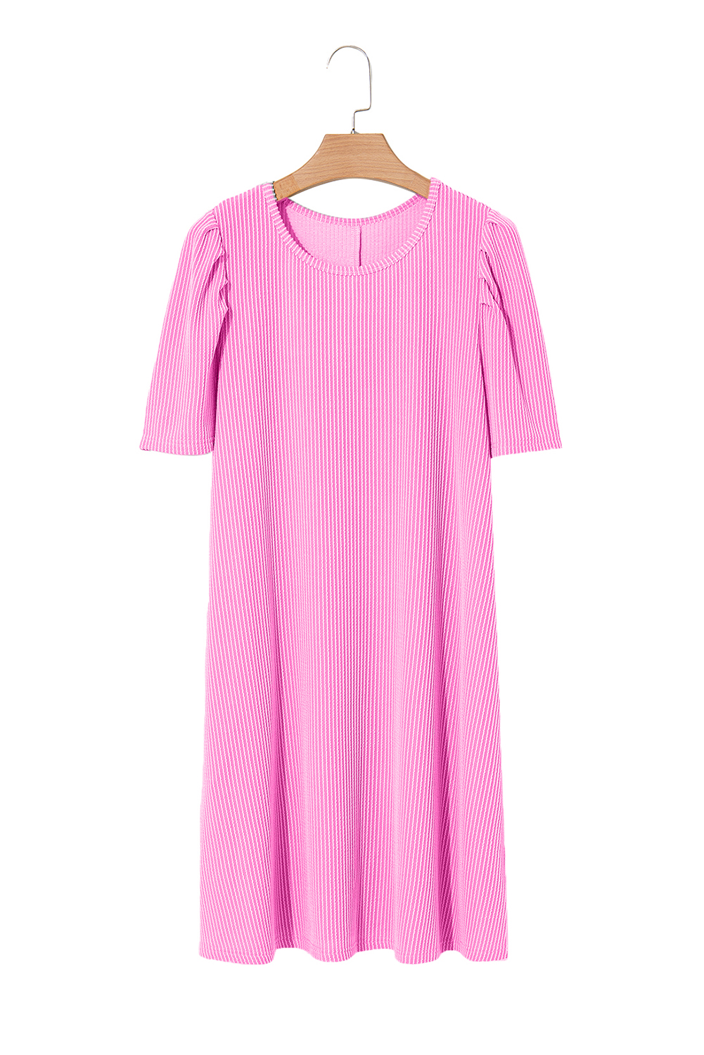 Chic and Stylish Bright Pink Mini Dress with Puff Sleeves - Perfect for Daily Wear - Detail View 10 Chic and Stylish Bright Pink Mini Dress with Puff Sleeves - Perfect for Daily Wear - Detail View 10