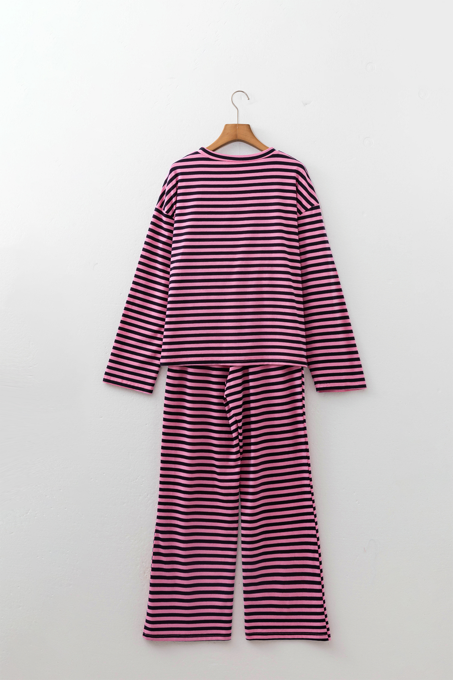 Striped Women's Lounge Set, Casual Daily Home Wear - Detail View 7 Striped Women's Lounge Set, Casual Daily Home Wear - Detail View 7