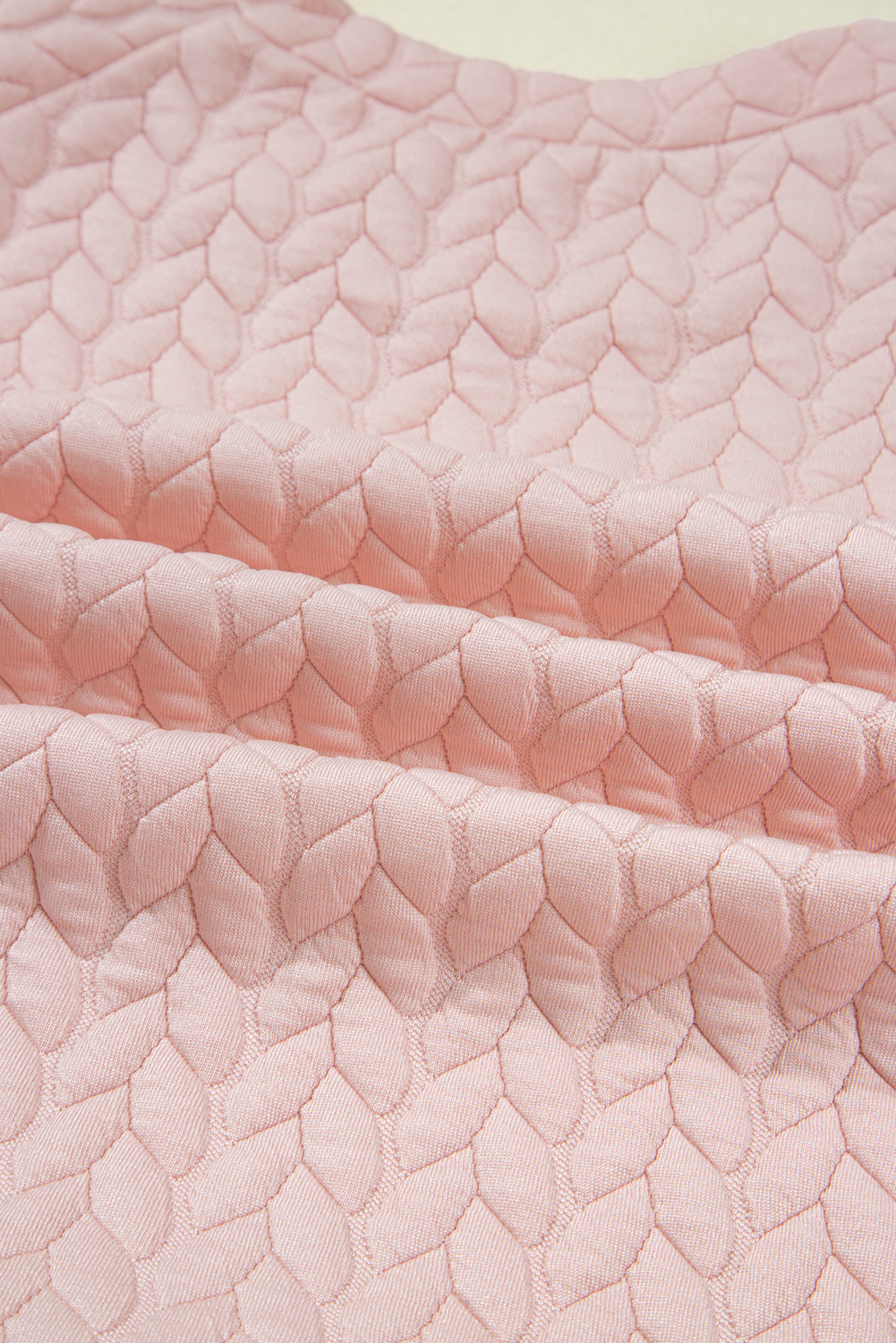 Women's Textured Ruffle Top Set, Casual Pink Lounge Outfit - Detail View 10 Women's Textured Ruffle Top Set, Casual Pink Lounge Outfit - Detail View 10