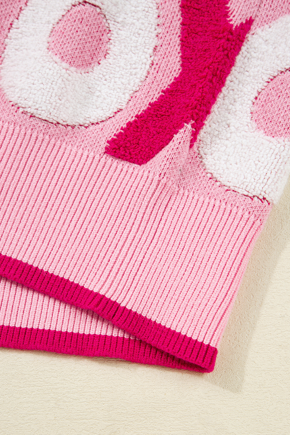 Cozy Pink Drop Shoulder Sweater for Women – Daily Valentine's Wear - Detail View 8 Cozy Pink Drop Shoulder Sweater for Women – Daily Valentine's Wear - Detail View 8
