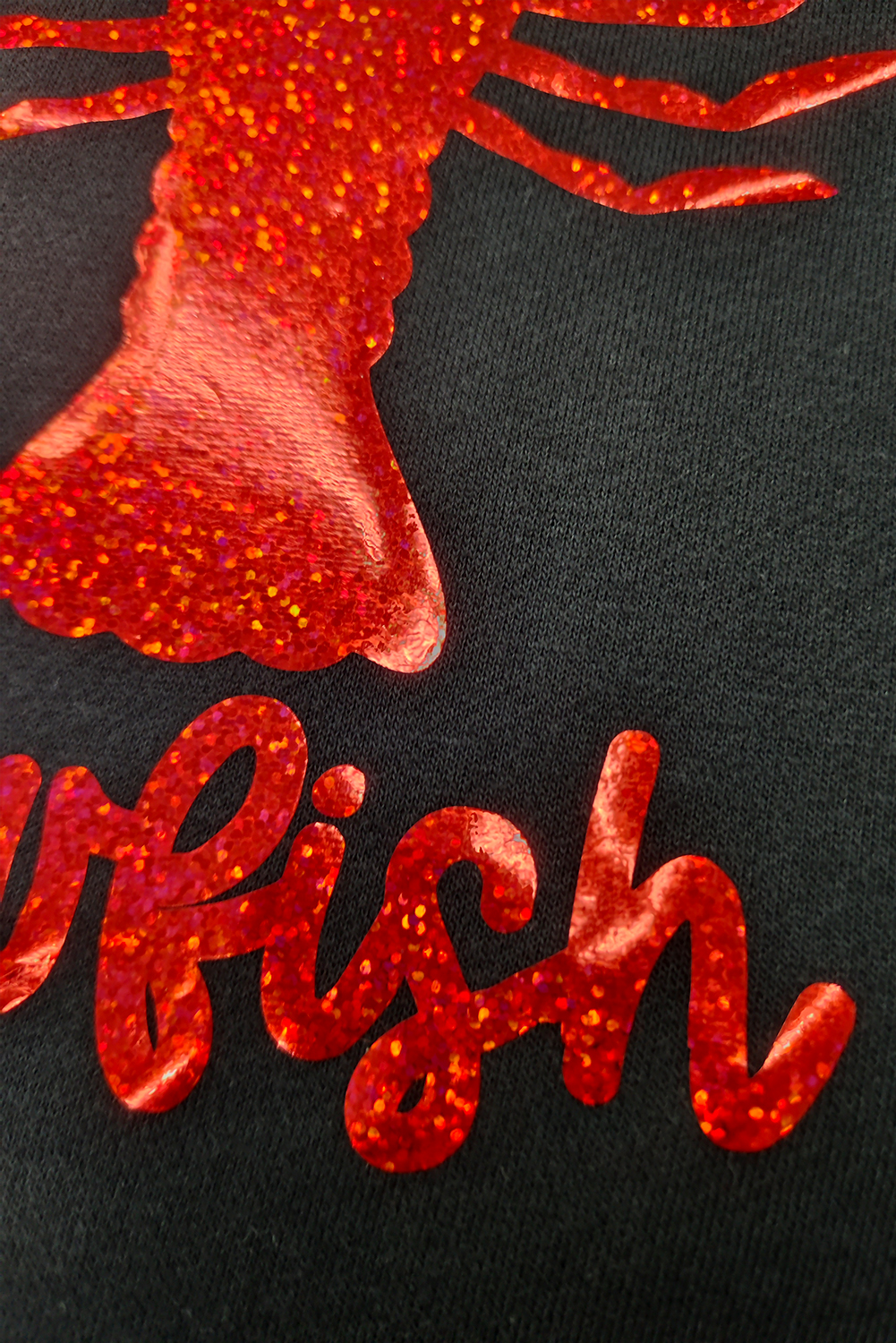 Women's Graphic Tee, Black T-Shirt, Crawfish Graphic, Shimmering Finish, Casual Style, Short Sleeve, Round Neck, Comfortable Wear, Daily Wear, Summer Fashion, Easy Care, Machine Washable, Western Print - Detail View 4 Women's Graphic Tee, Black T-Shirt, Crawfish Graphic, Shimmering Finish, Casual Style, Short Sleeve, Round Neck, Comfortable Wear, Daily Wear, Summer Fashion, Easy Care, Machine Washable, Western Print - Detail View 4