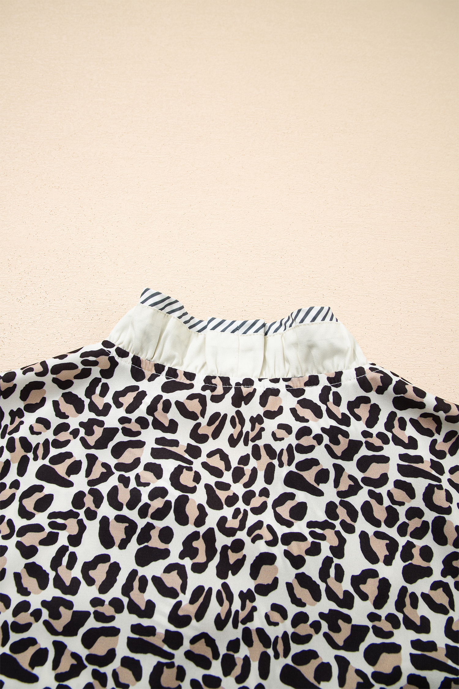 Women's Black Leopard Print Ruffled Blouse – Stylish V Neck Short Sleeve Top for Daily Wear - Detail View 7 Women's Black Leopard Print Ruffled Blouse – Stylish V Neck Short Sleeve Top for Daily Wear - Detail View 7
