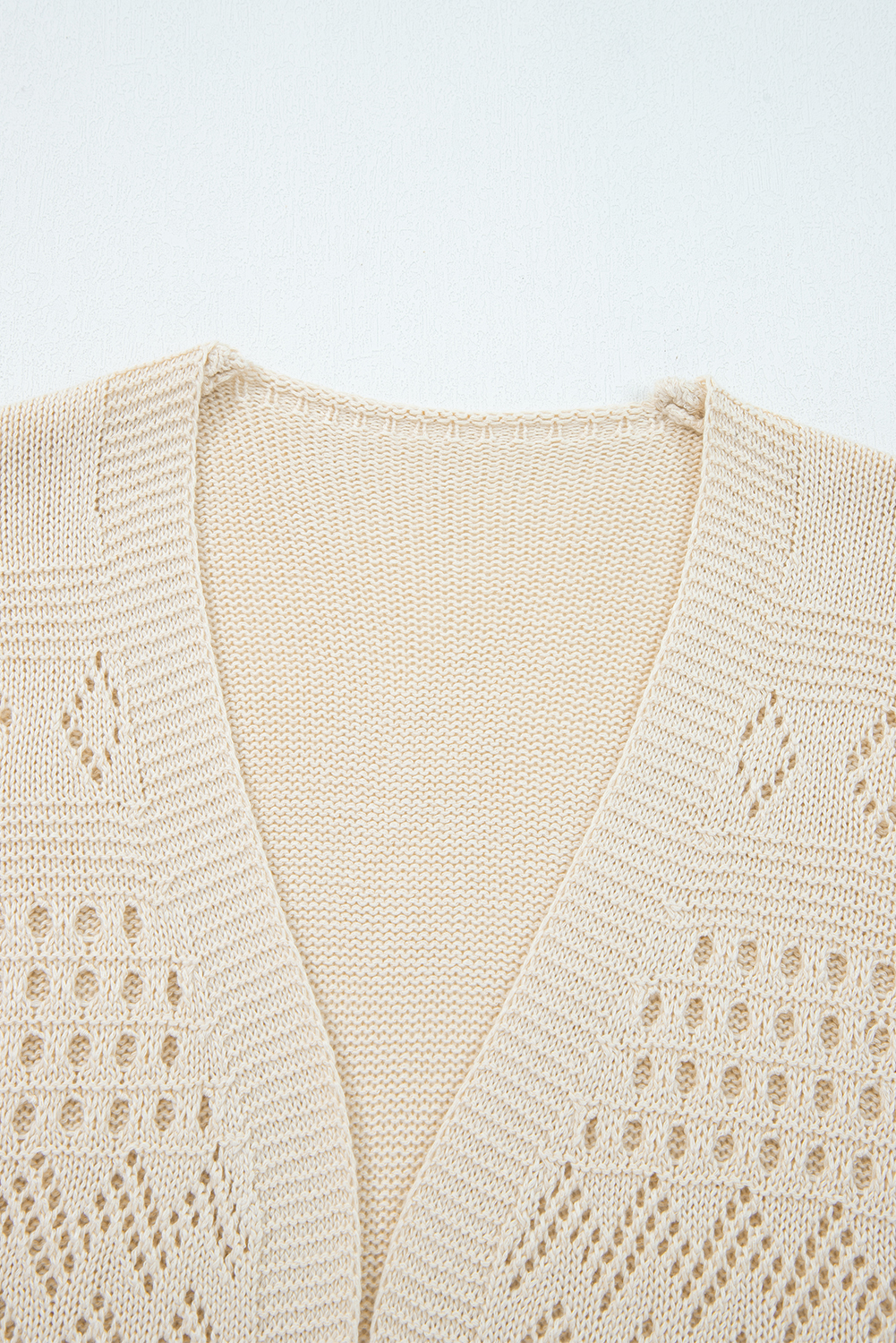 Women's Cardigan, Smoke Gray, Hollowed Knit, Open Front, Long Sleeve, Casual Style, Daily Wear, Fall Fashion, Autumn Sweater, Solid Color, Comfortable, Shift Silhouette, Cut-Out Details, Versatile Layering - Detail View 8 Women's Cardigan, Smoke Gray, Hollowed Knit, Open Front, Long Sleeve, Casual Style, Daily Wear, Fall Fashion, Autumn Sweater, Solid Color, Comfortable, Shift Silhouette, Cut-Out Details, Versatile Layering - Detail View 8