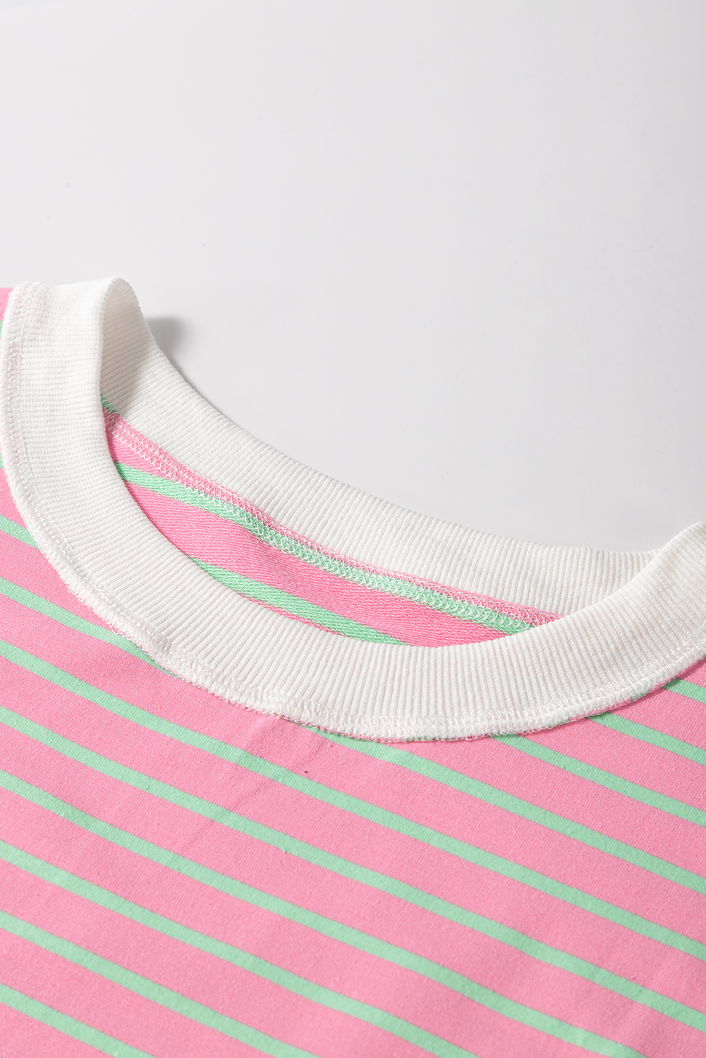 Women's T-Shirt, Sachet Pink, Striped Pattern, Crew Neck, Cap Sleeve, Casual Style, Summer Fashion, Comfortable, Daily Wear, Trendy, Easy to Pair, Tops, Tops & Tees - Detail View 8 Women's T-Shirt, Sachet Pink, Striped Pattern, Crew Neck, Cap Sleeve, Casual Style, Summer Fashion, Comfortable, Daily Wear, Trendy, Easy to Pair, Tops, Tops & Tees - Detail View 8