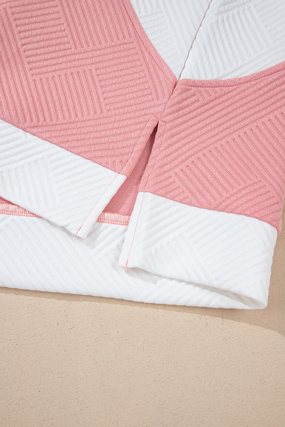 Women's Two Piece Set, Pink Shorts Set, Textured Fabric, Colorblock Design, Casual Outfit, Summer Fashion, Short Sleeve Top, High Waist Shorts, Beach Wear, Outdoor Style, Vacation Ready, Comfortable Apparel, Daily Wear - Detail View 16 Women's Two Piece Set, Pink Shorts Set, Textured Fabric, Colorblock Design, Casual Outfit, Summer Fashion, Short Sleeve Top, High Waist Shorts, Beach Wear, Outdoor Style, Vacation Ready, Comfortable Apparel, Daily Wear - Detail View 16