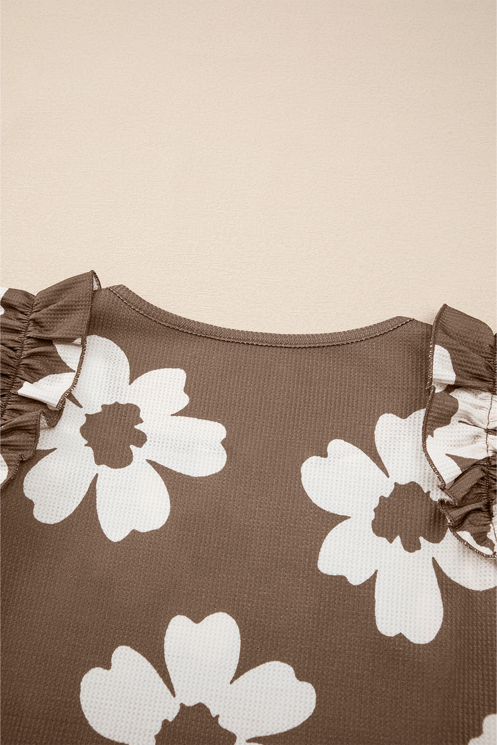 Chic and Elegant Floral Print Blouse with Ruffled Cap Sleeves - Detail View 6 Chic and Elegant Floral Print Blouse with Ruffled Cap Sleeves - Detail View 6