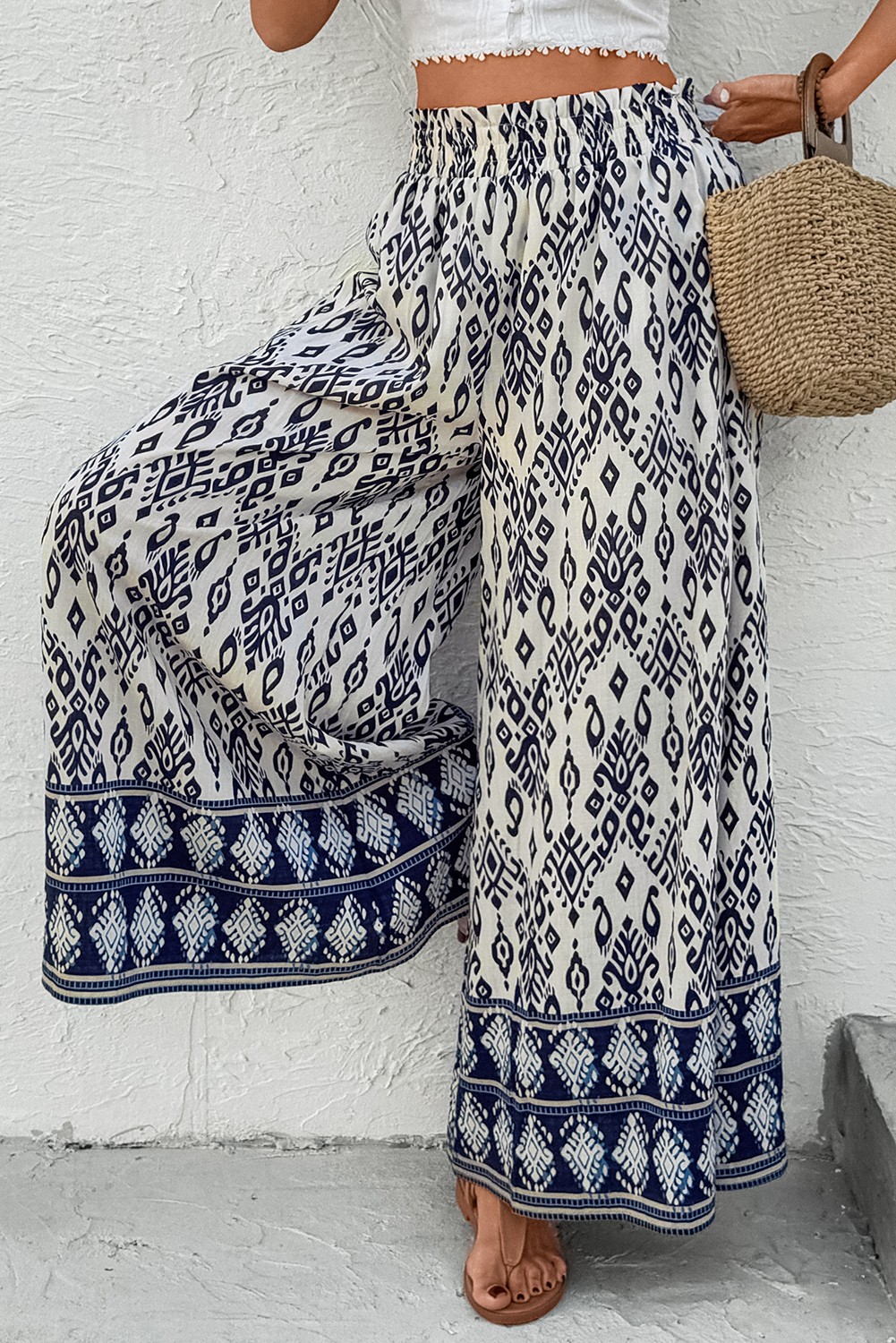 Comfortable Loose Fit Blue Pants with Western Print - Ideal for Beach and Outdoor Activities - Detail View 7 Comfortable Loose Fit Blue Pants with Western Print - Ideal for Beach and Outdoor Activities - Detail View 7