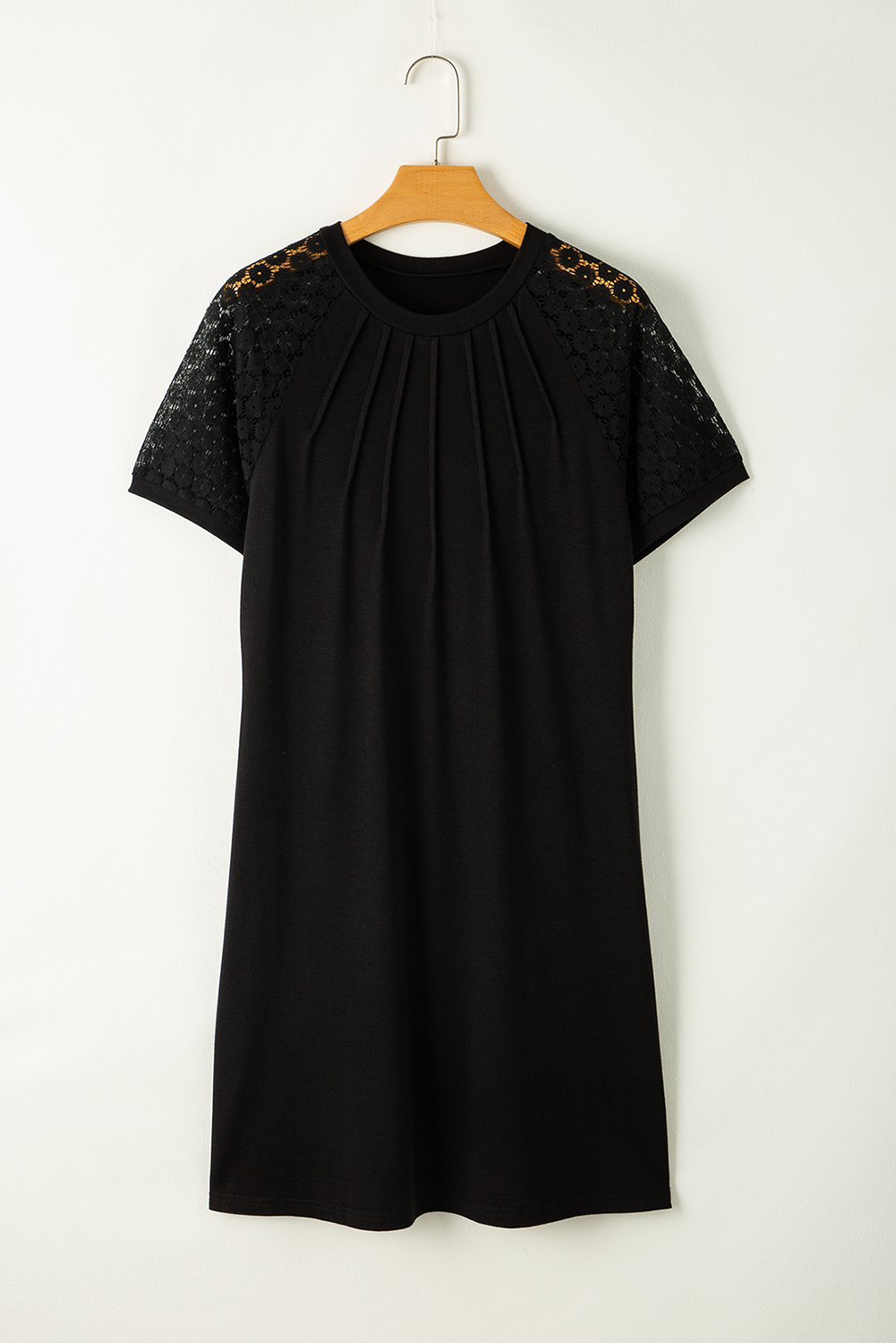 Casual Black T-Shirt Style Dress - Lightweight and Stretchy for Daily Wear - Detail View 11 Casual Black T-Shirt Style Dress - Lightweight and Stretchy for Daily Wear - Detail View 11
