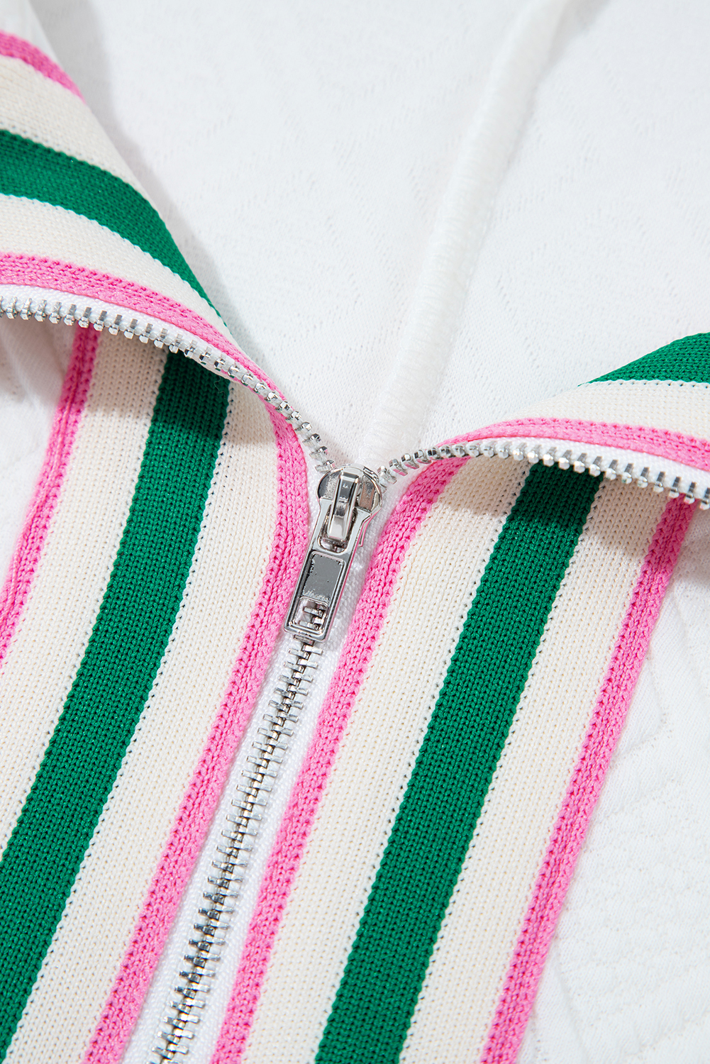 Stylish Textured Blouse for Women - V Neck with Contrast Striped Collar - Detail View 11 Stylish Textured Blouse for Women - V Neck with Contrast Striped Collar - Detail View 11