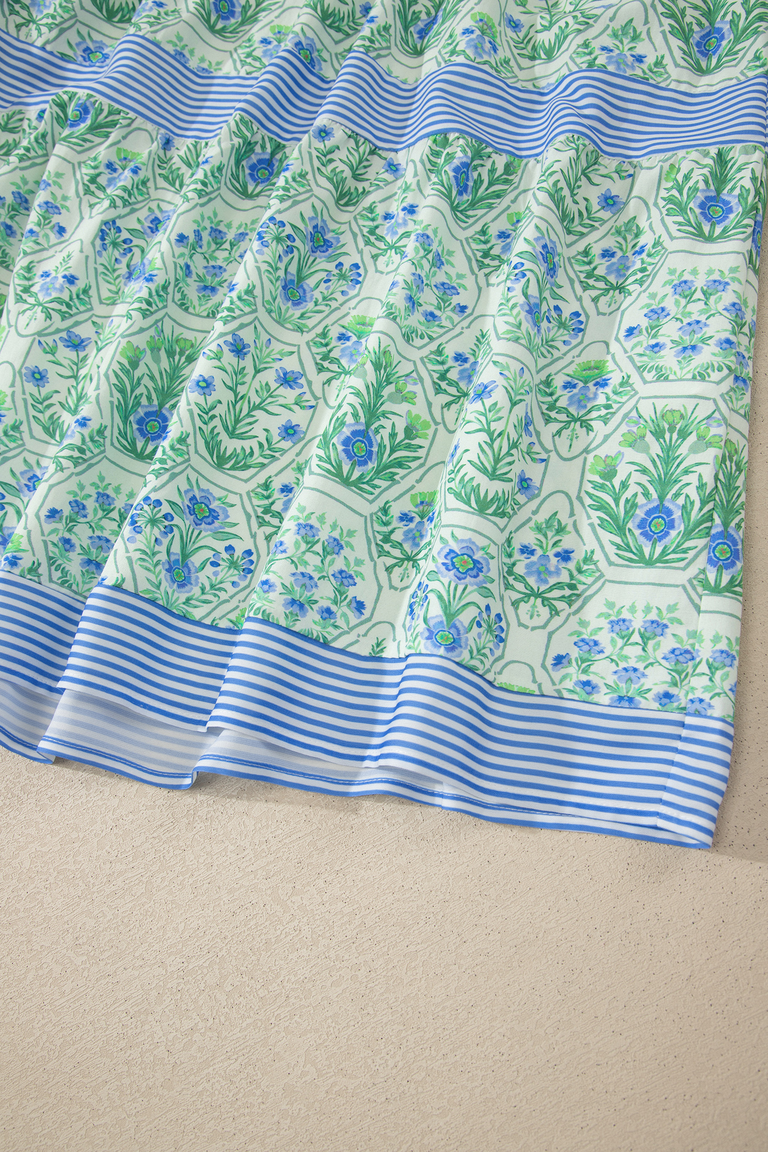 Women's Floral Striped Maxi Dress – Summer Vacation A-Line - Detail View 13 Women's Floral Striped Maxi Dress – Summer Vacation A-Line - Detail View 13