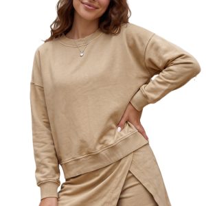 Women's Parchment Skort Set, Casual Long Sleeve Two Piece - Main View