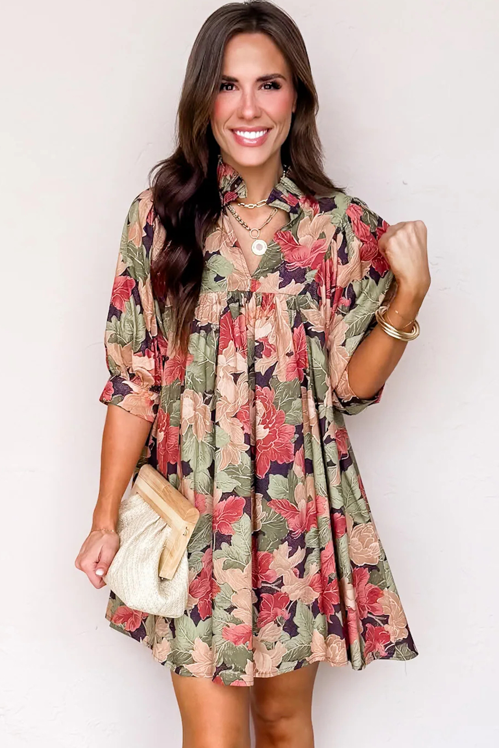 Floral Print Half Sleeve Mini Dress for Women – Stylish Southern Belle Look - Detail View 12 Floral Print Half Sleeve Mini Dress for Women – Stylish Southern Belle Look - Detail View 12