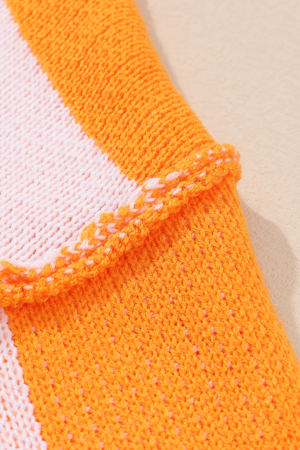 Stylish Orange Checkered Long Sleeve Sweater for Women – Perfect for Daily Wear - Detail View 9 Stylish Orange Checkered Long Sleeve Sweater for Women – Perfect for Daily Wear - Detail View 9