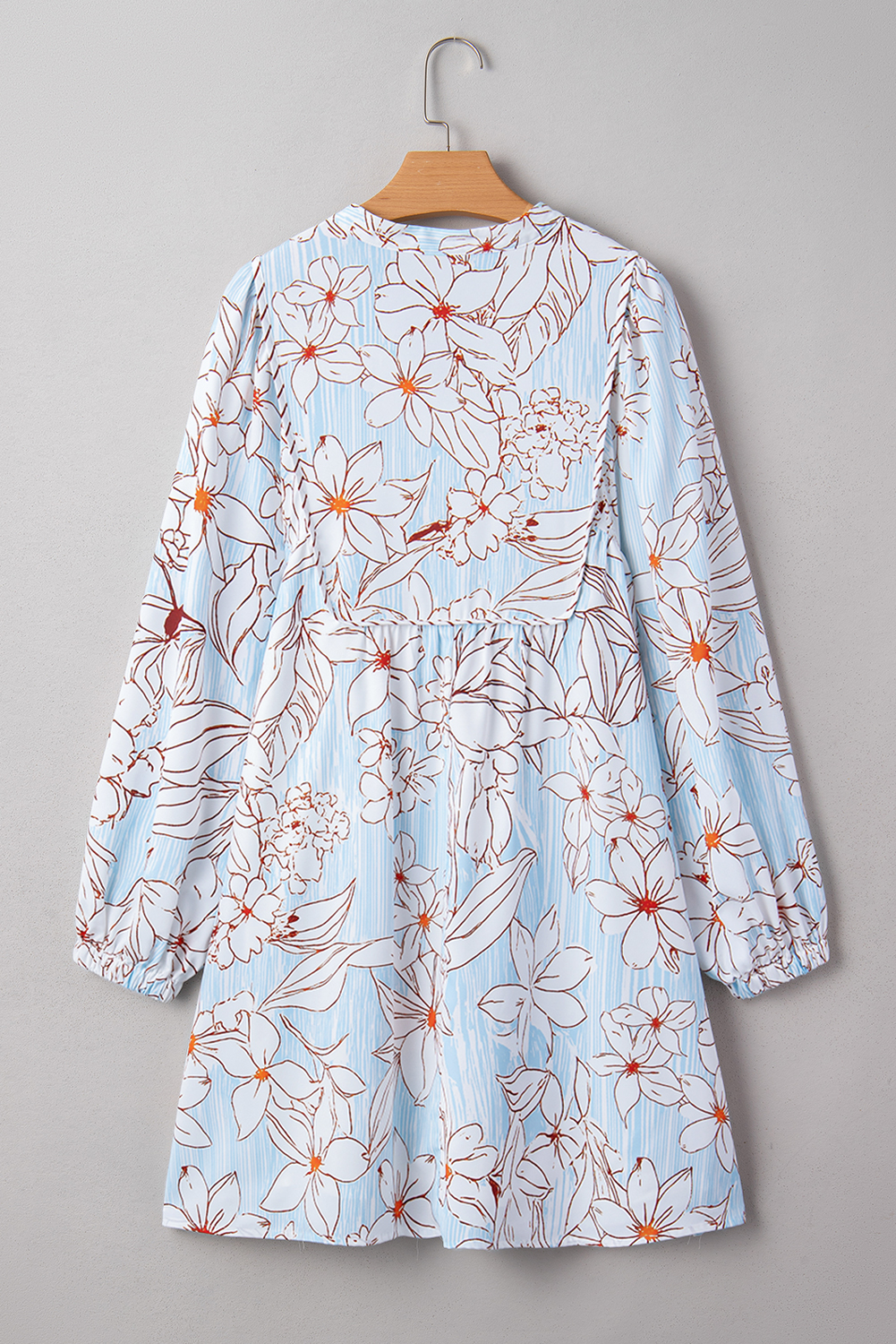 Charming Floral Print Tie Neck Mini Dress for Women – Perfect for Spring Outings - Detail View 11 Charming Floral Print Tie Neck Mini Dress for Women – Perfect for Spring Outings - Detail View 11