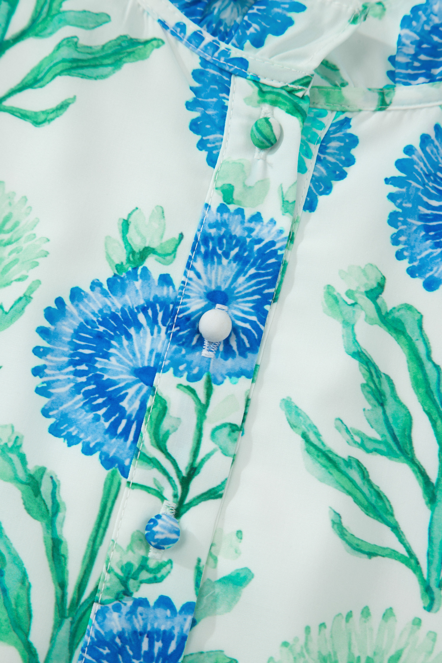 Sky Blue Floral Shift Dress – Short Sleeve Vacation Mini Wear - Detail View 14 Sky Blue Floral Shift Dress – Short Sleeve Vacation Mini Wear - Detail View 14