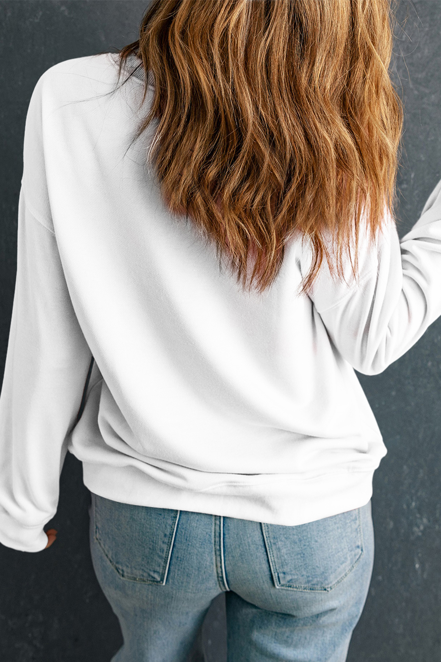 Casual White Christmas Tree Ribbon Sweatshirt for Women – Long Sleeve Comfort - Detail View 8 Casual White Christmas Tree Ribbon Sweatshirt for Women – Long Sleeve Comfort - Detail View 8