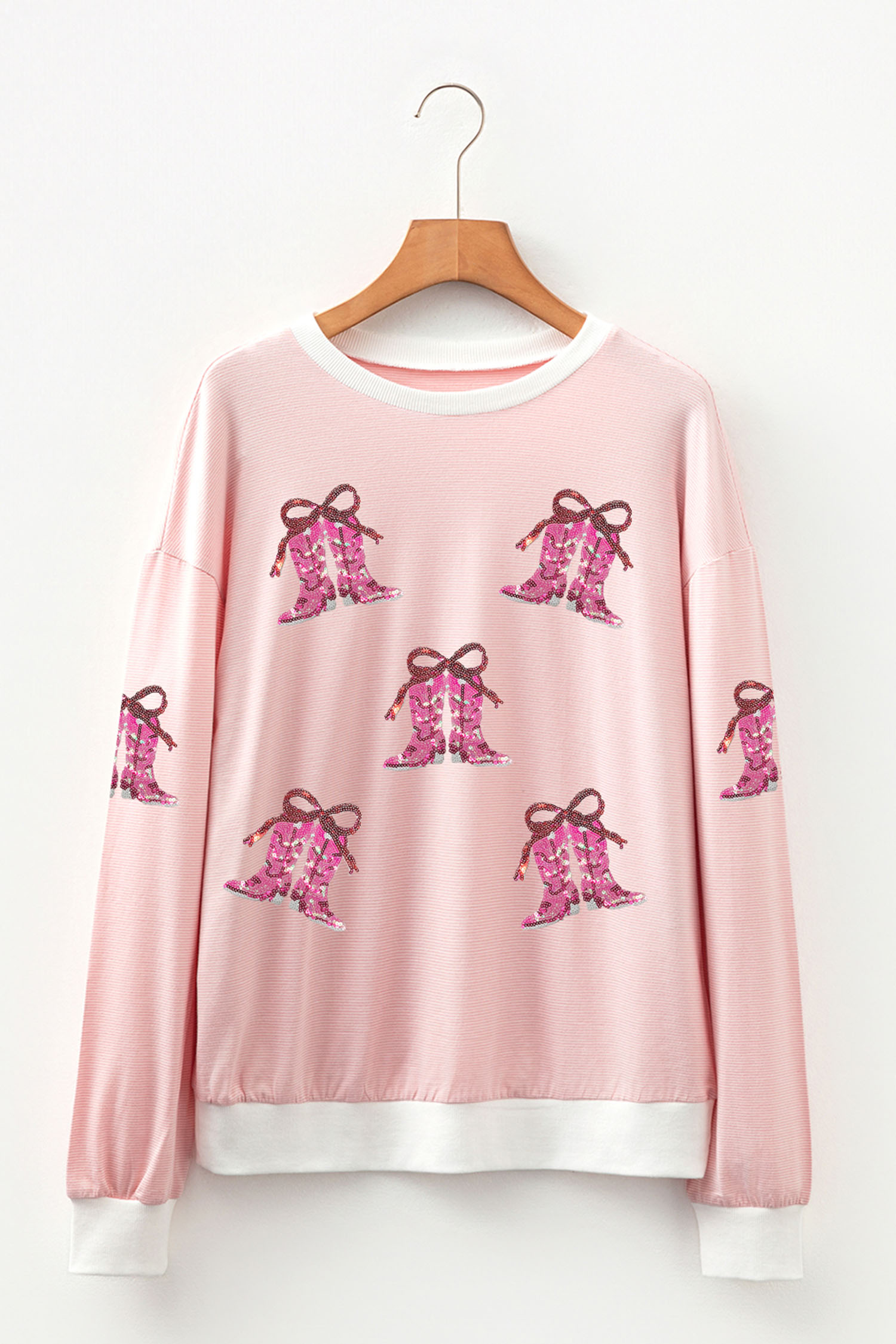 Southern Belle Pink Western Print Long Sleeve Tee for Women – Daily Comfort Style - Detail View 5 Southern Belle Pink Western Print Long Sleeve Tee for Women – Daily Comfort Style - Detail View 5
