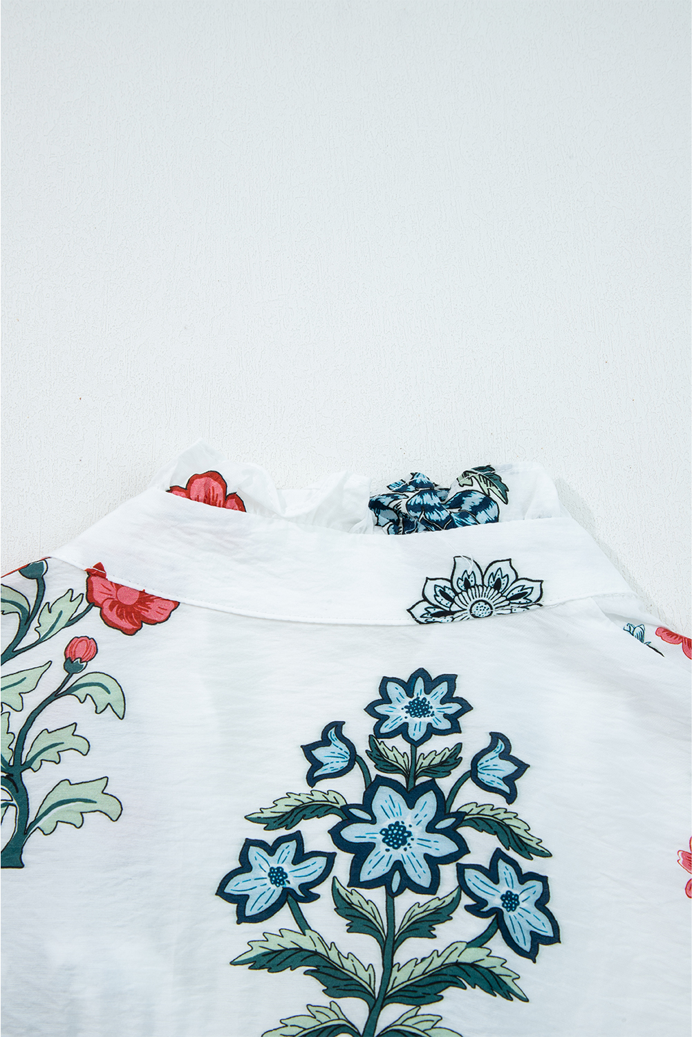 Elegant V Neck Button Down Shirt for Daily Wear - Fresh White Floral Style - Detail View 7 Elegant V Neck Button Down Shirt for Daily Wear - Fresh White Floral Style - Detail View 7