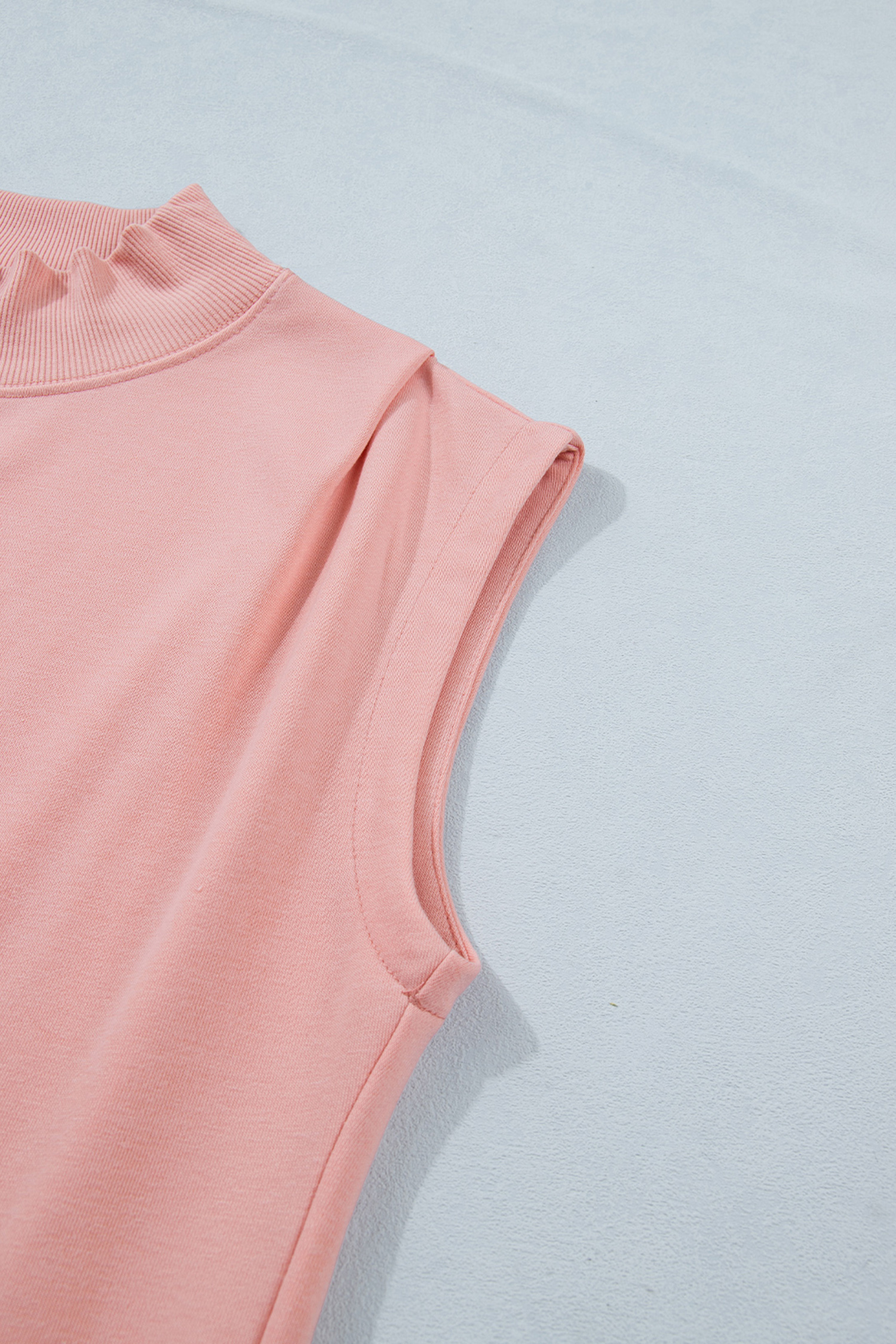 Summer Essential Pink High Neck Top – Relaxed Fit Cap Sleeve Blouse for Women - Detail View 9 Summer Essential Pink High Neck Top – Relaxed Fit Cap Sleeve Blouse for Women - Detail View 9