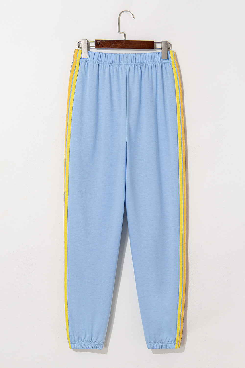 Casual Light Blue Active Sweatpants featuring Playful Rainbow Side Stripes - Detail View 6 Casual Light Blue Active Sweatpants featuring Playful Rainbow Side Stripes - Detail View 6