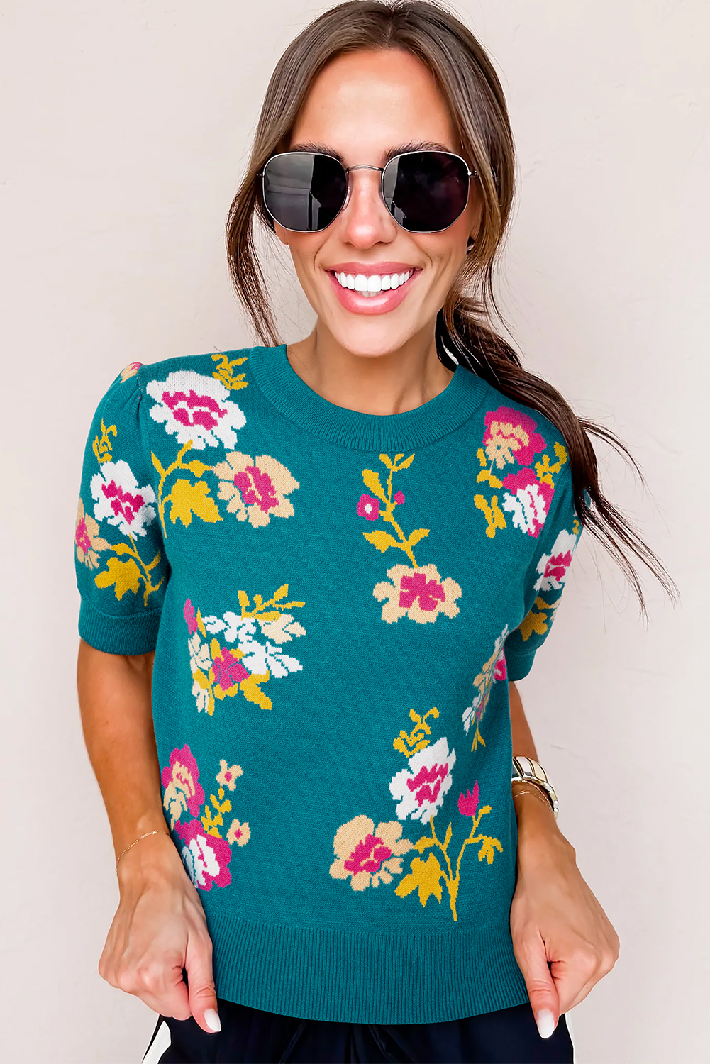 Comfortable Short Sleeve Mock Neck Tee - Ideal for Southern Belle Style in Fall - Detail View 3 Comfortable Short Sleeve Mock Neck Tee - Ideal for Southern Belle Style in Fall - Detail View 3
