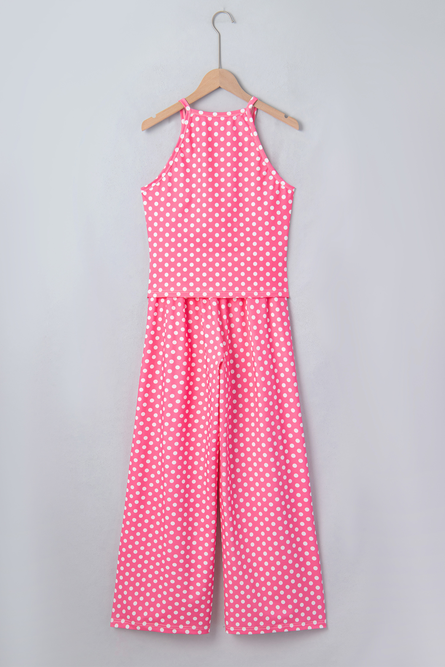 Women's Polka Dot Tank and Wide Leg Pants Set for Vacation - Detail View 5 Women's Polka Dot Tank and Wide Leg Pants Set for Vacation - Detail View 5