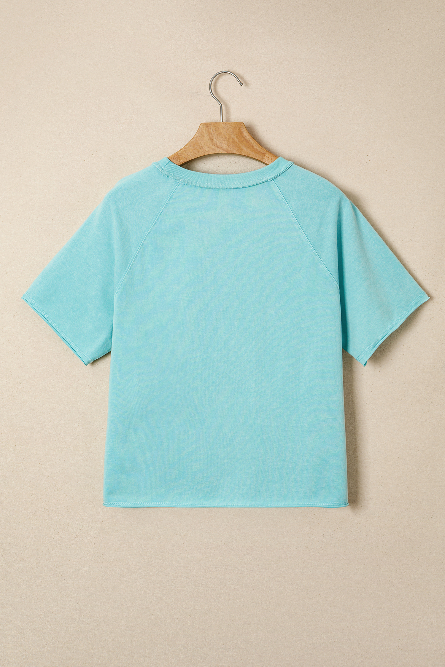 Mint Green Mineral Wash Boxy Cropped Tee for Women – Effortless Casual Style for Summer - Detail View 5 Mint Green Mineral Wash Boxy Cropped Tee for Women – Effortless Casual Style for Summer - Detail View 5