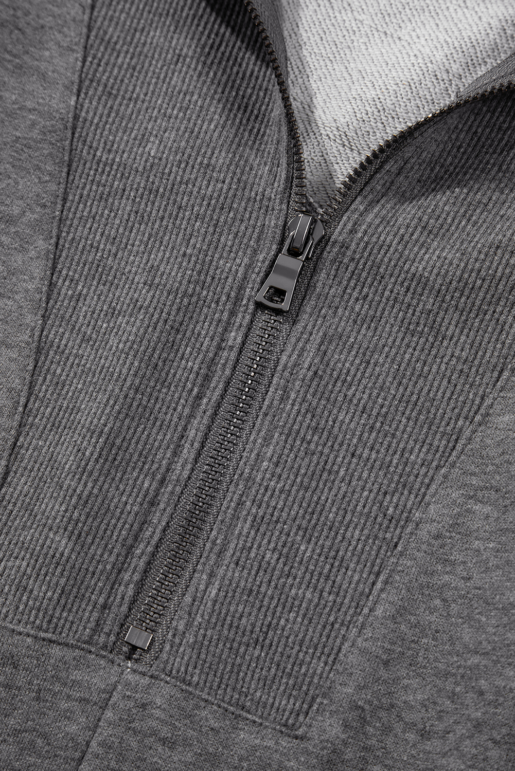 Cozy Women's Patchwork Ribbed Dress in Dark Grey – Long Sleeve Daily Comfort - Detail View 17 Cozy Women's Patchwork Ribbed Dress in Dark Grey – Long Sleeve Daily Comfort - Detail View 17