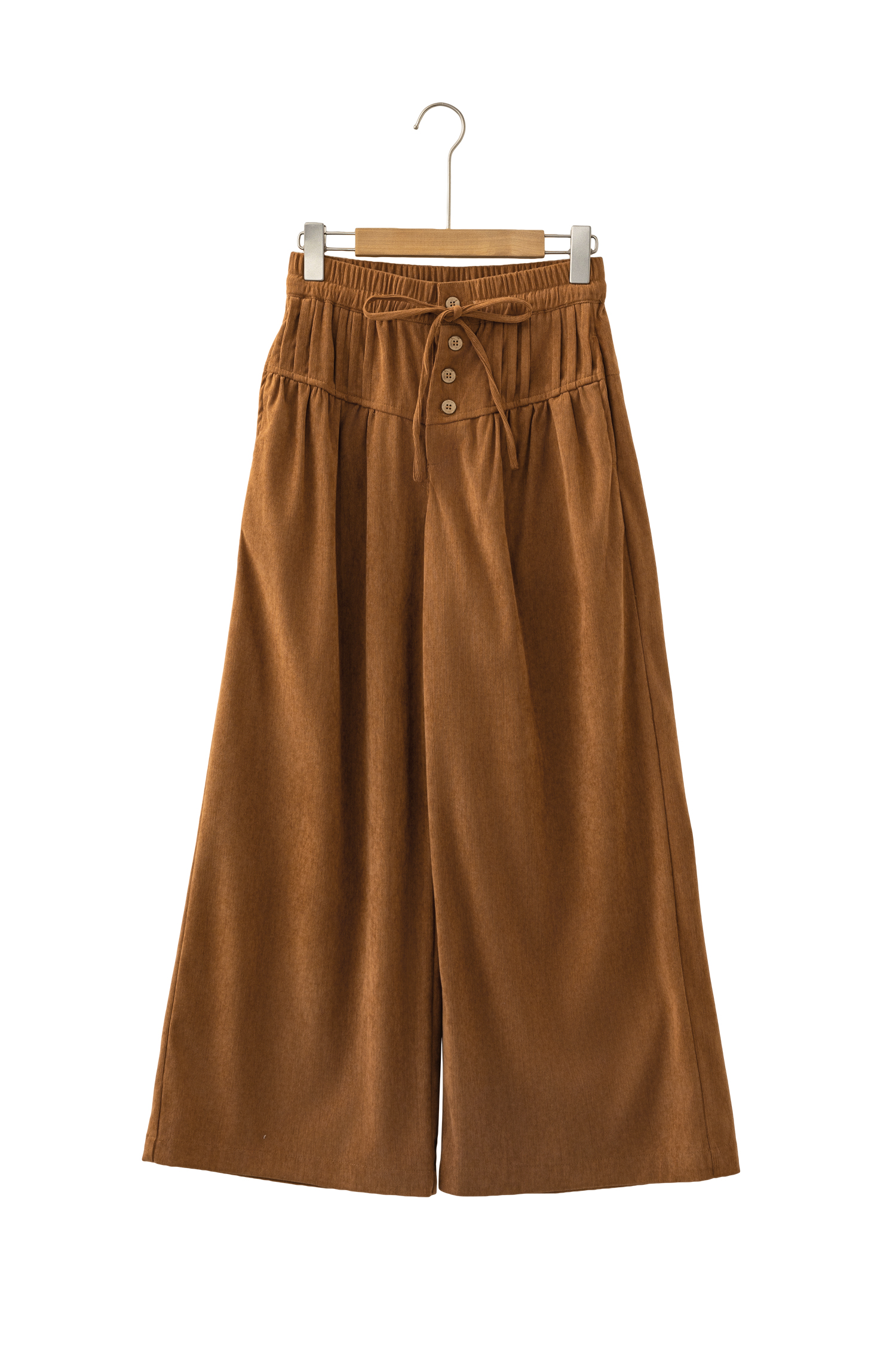 Casual Corduroy Wide Leg Pants, Elastic Waist Comfort Trousers - Detail View 6 Casual Corduroy Wide Leg Pants, Elastic Waist Comfort Trousers - Detail View 6