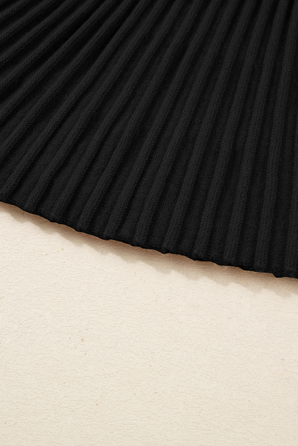 Modern Black Knitted Outfit for Women – High Neck Sweater and Pleated Mini Skirt Combo - Detail View 12 Modern Black Knitted Outfit for Women – High Neck Sweater and Pleated Mini Skirt Combo - Detail View 12