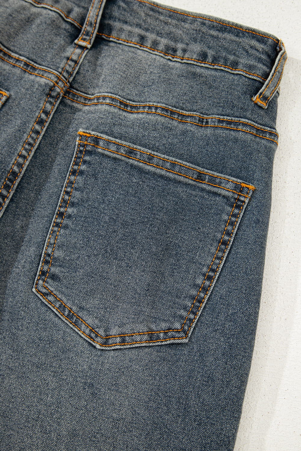 Women's Sail Blue Exposed Stitching Loose Straight High Waist Jeans - Detail View 9 Women's Sail Blue Exposed Stitching Loose Straight High Waist Jeans - Detail View 9