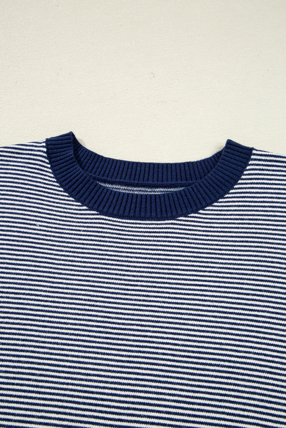 Cozy and Versatile Blue Stripe Dolman Sweater for Daily Wear in Fall - Detail View 7 Cozy and Versatile Blue Stripe Dolman Sweater for Daily Wear in Fall - Detail View 7