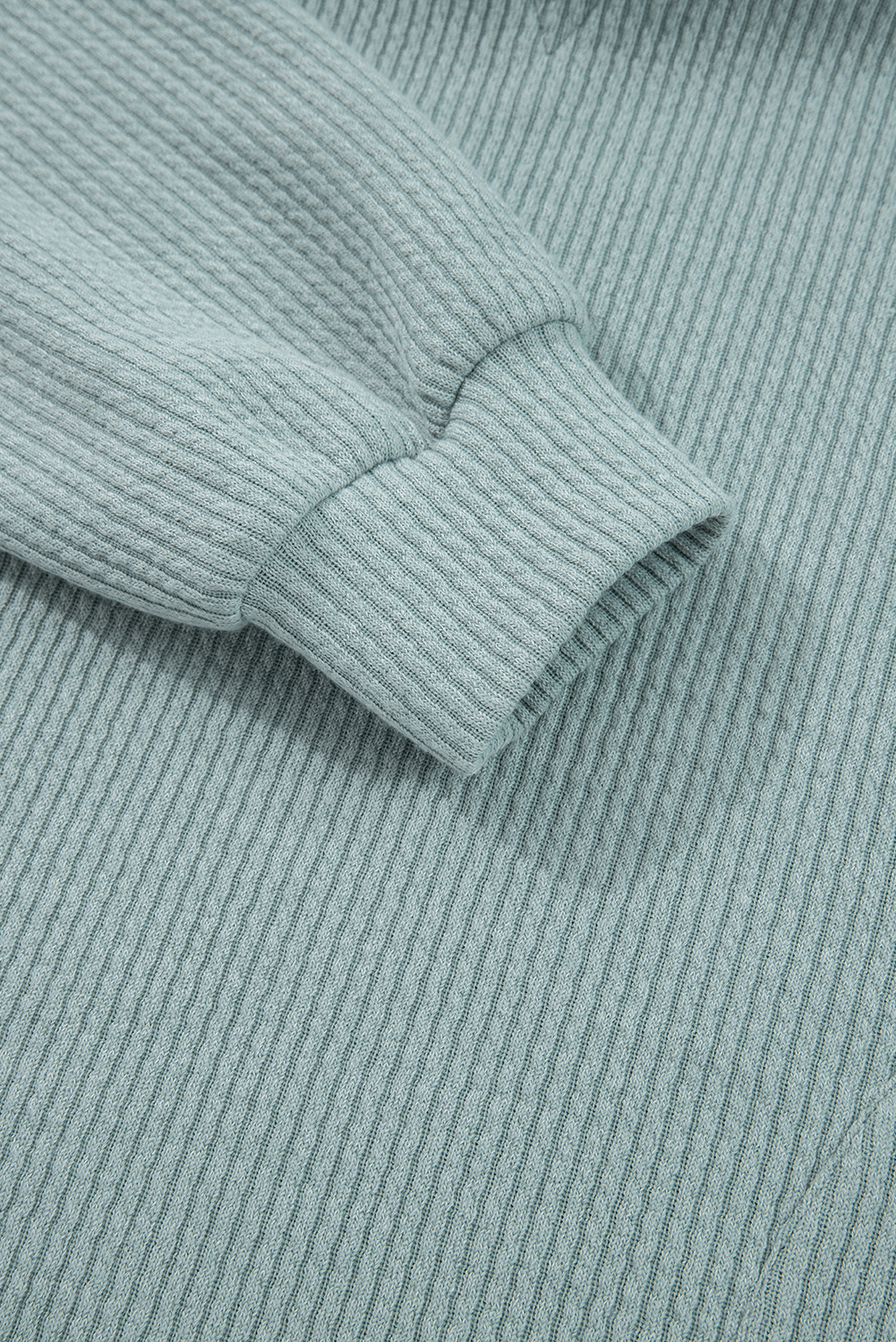 Clearly Aqua Ribbed Drop Shoulder Knit Hoodie for Women - Detail View 9 Clearly Aqua Ribbed Drop Shoulder Knit Hoodie for Women - Detail View 9