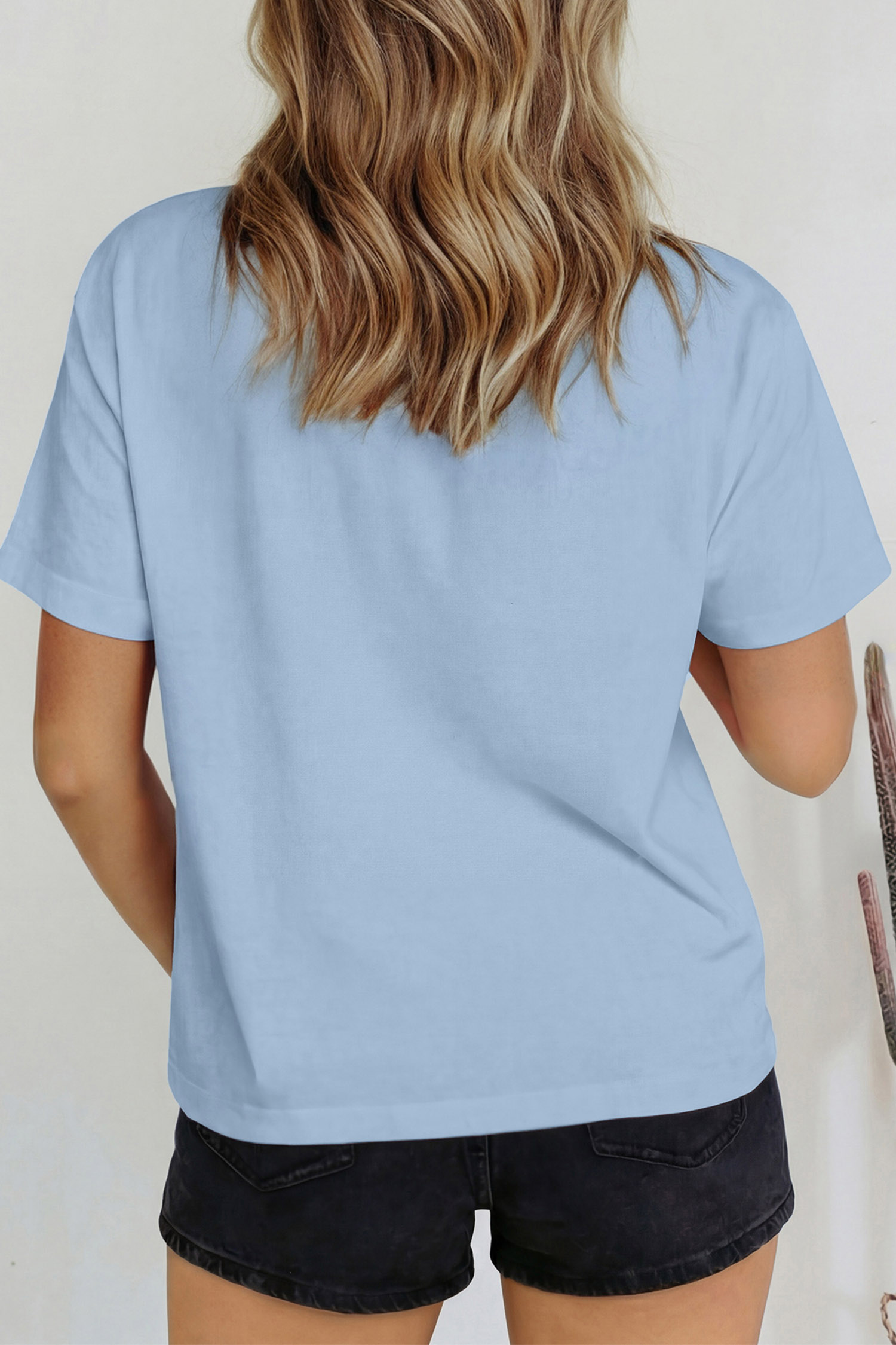 Women's Checkered Pumpkin Tee, Graphic High Neck Print - Detail View 2 Women's Checkered Pumpkin Tee, Graphic High Neck Print - Detail View 2