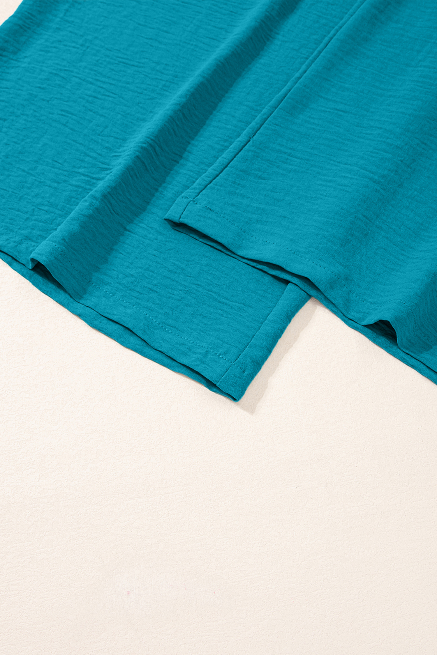 Chic Smocked Sleeveless Jumpsuit for Women – High Waist Peacock Blue Solid Color Romper, Summer Vacation Style - Detail View 11 Chic Smocked Sleeveless Jumpsuit for Women – High Waist Peacock Blue Solid Color Romper, Summer Vacation Style - Detail View 11