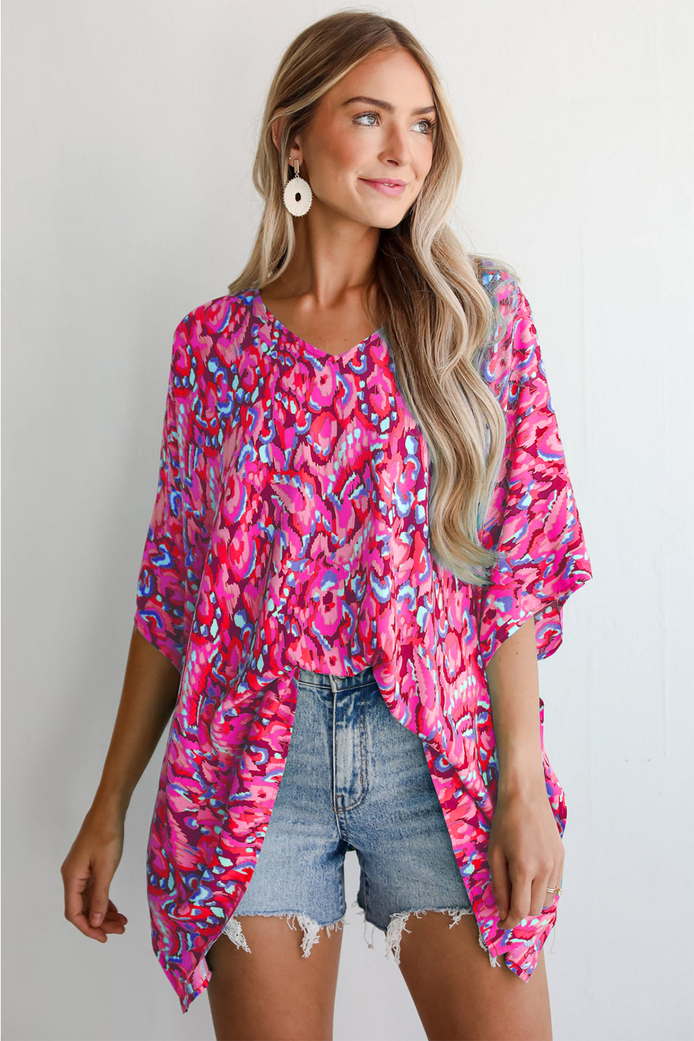 Stylish Bohemian V Neck Tunic Blouse with Half Sleeves - Perfect for Summer - Detail View 2 Stylish Bohemian V Neck Tunic Blouse with Half Sleeves - Perfect for Summer - Detail View 2