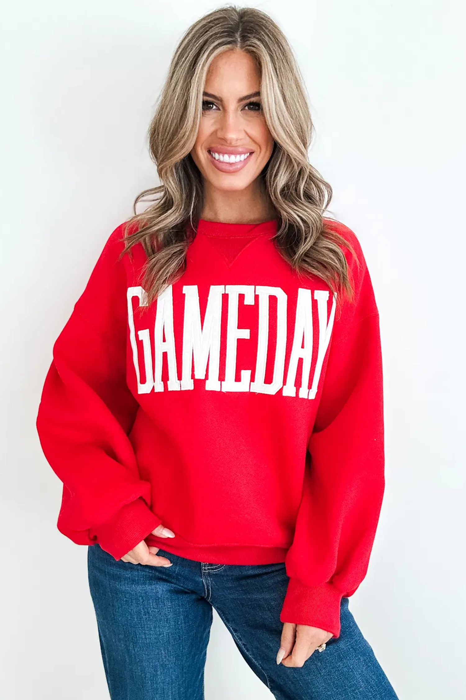 Fiery Red Slogan Sweatshirt, Casual Crewneck Pullover - Detail View 5 Fiery Red Slogan Sweatshirt, Casual Crewneck Pullover - Detail View 5