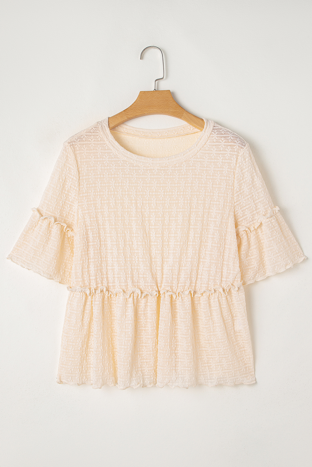 Stylish and Comfortable Solid Color Top with Textured Fabric - Ideal for Summer - Detail View 3 Stylish and Comfortable Solid Color Top with Textured Fabric - Ideal for Summer - Detail View 3