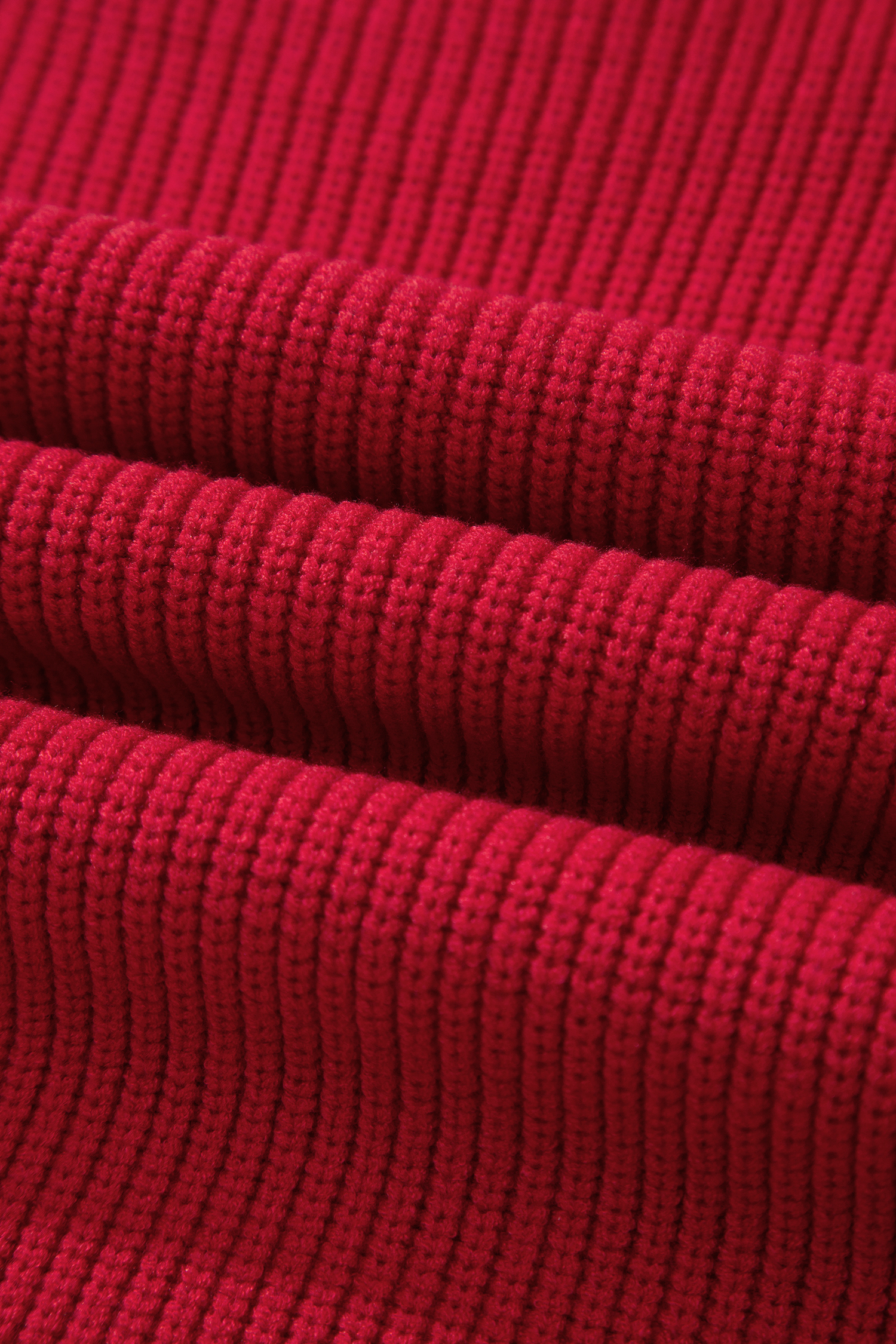 Women's Red Dahlia Ribbed Sweater – Cozy Autumn Pullover - Detail View 12 Women's Red Dahlia Ribbed Sweater – Cozy Autumn Pullover - Detail View 12