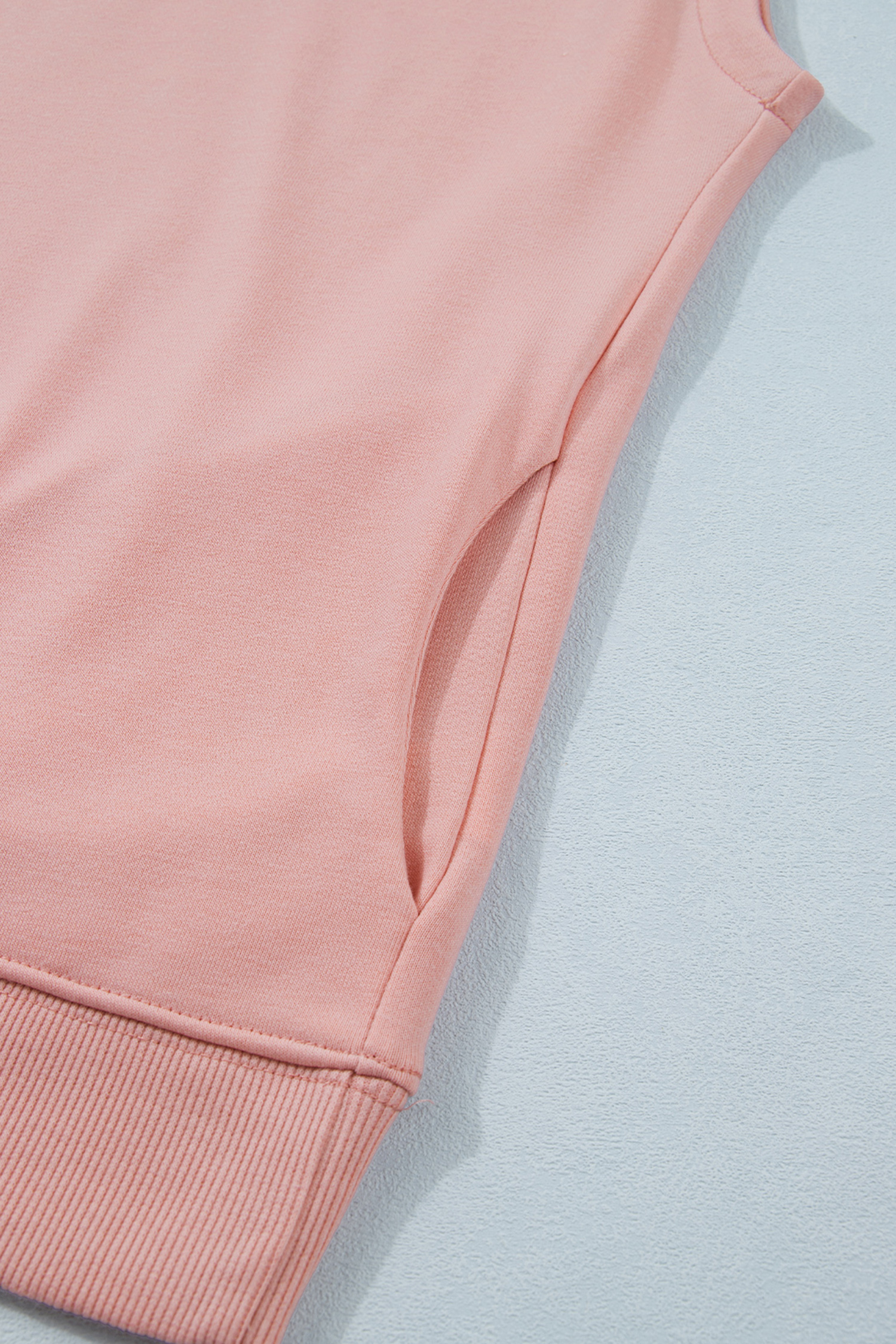 Modern Casual Pink Shift Top for Women – High Neck Short Sleeve Blouse with Pocket - Detail View 11 Modern Casual Pink Shift Top for Women – High Neck Short Sleeve Blouse with Pocket - Detail View 11