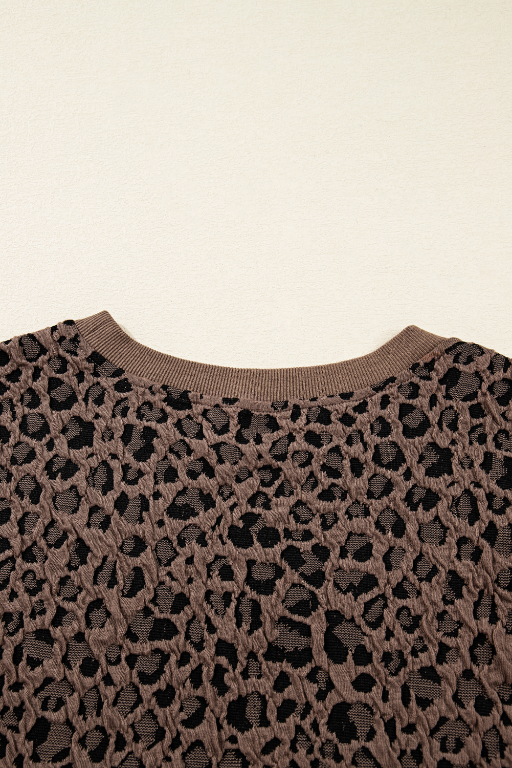 Stylish Brown Round Neck Leopard Top for Autumn Fashion - Comfortable & Versatile - Detail View 7 Stylish Brown Round Neck Leopard Top for Autumn Fashion - Comfortable & Versatile - Detail View 7