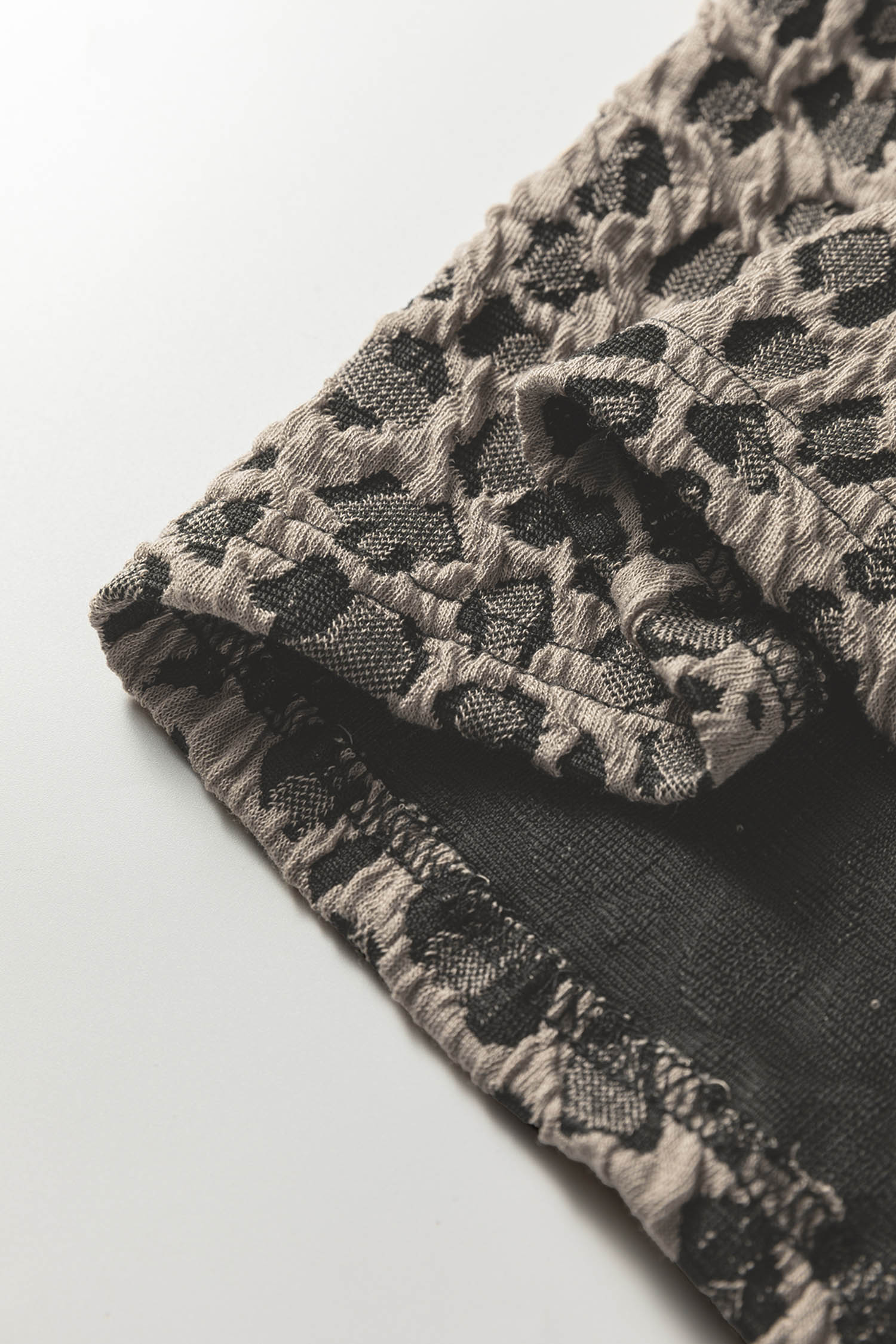 Chic Khaki Textured Leopard Print Crew Neck Top – Stylish Short Sleeve Tee for Women - Detail View 11 Chic Khaki Textured Leopard Print Crew Neck Top – Stylish Short Sleeve Tee for Women - Detail View 11