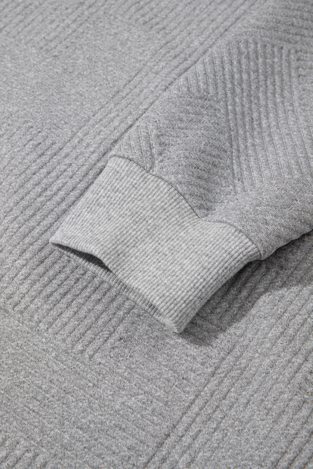 Women's Medium Grey Textured Half Zip Sweatshirt – Loose Casual Fit for Everyday Comfort - Detail View 7 Women's Medium Grey Textured Half Zip Sweatshirt – Loose Casual Fit for Everyday Comfort - Detail View 7