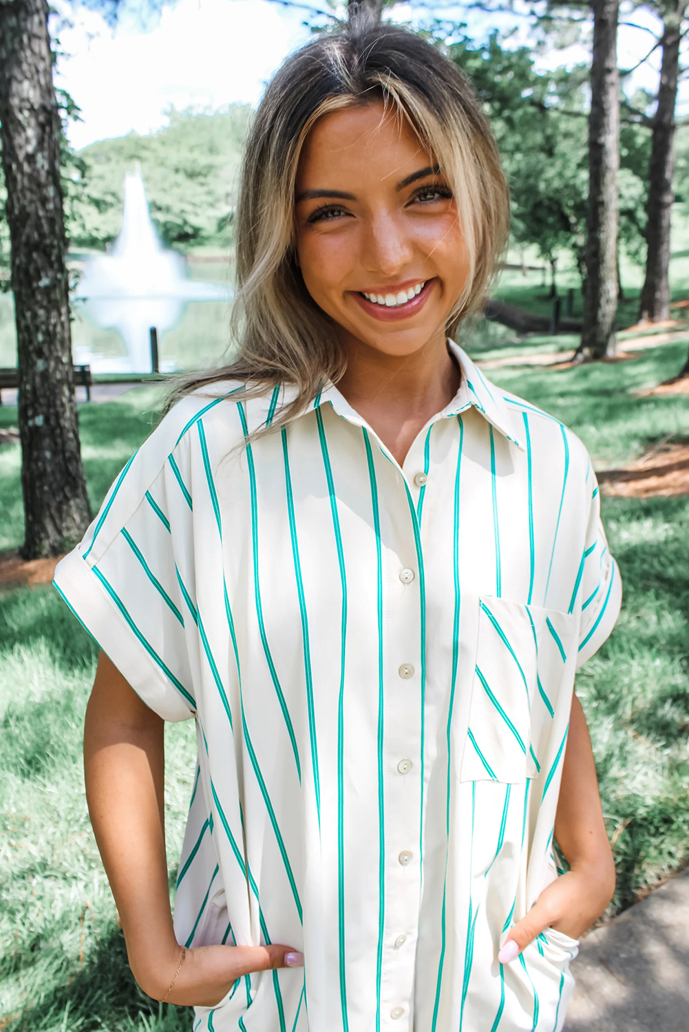 Comfortable Shift Dress for Women - Short Sleeve, Pocket Detail, Perfect for St. Patrick's Day - Detail View 3 Comfortable Shift Dress for Women - Short Sleeve, Pocket Detail, Perfect for St. Patrick's Day - Detail View 3