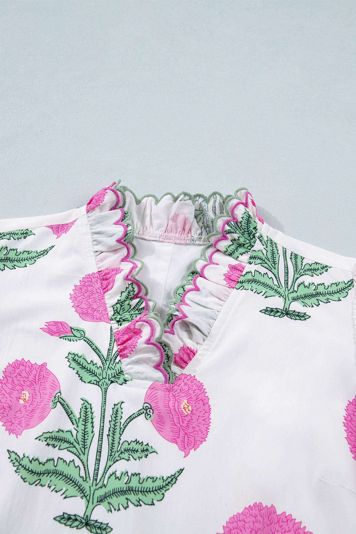 Southern Belle Floral Shift Dress – Short Sleeve Mini Dress with Scalloped Embroidery for Summer Days - Detail View 5 Southern Belle Floral Shift Dress – Short Sleeve Mini Dress with Scalloped Embroidery for Summer Days - Detail View 5