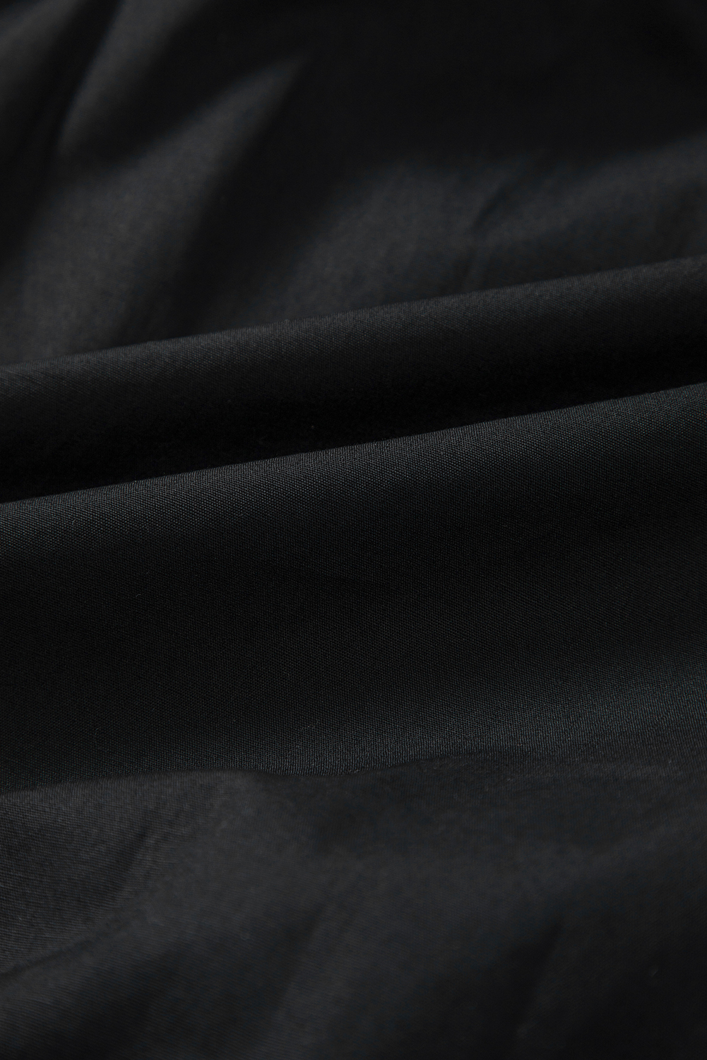 Women's Black Puff Sleeve Ruffle Hem Button Down Shirt Dress - Detail View 9 Women's Black Puff Sleeve Ruffle Hem Button Down Shirt Dress - Detail View 9