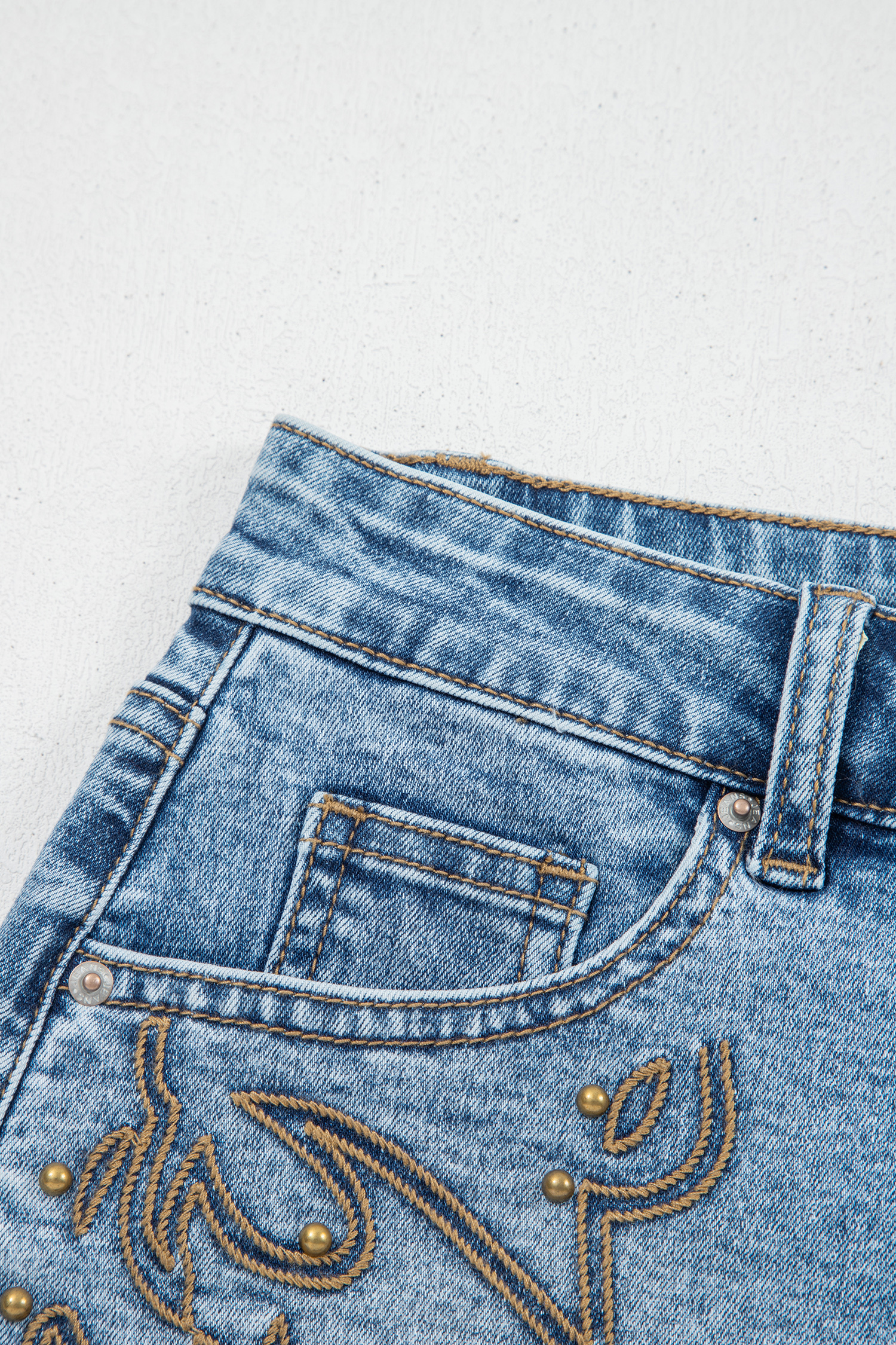 Women's Western Embroidery Denim Shorts – High Waist Dusk Blue Jean Shorts for Summer Daily Wear - Detail View 7 Women's Western Embroidery Denim Shorts – High Waist Dusk Blue Jean Shorts for Summer Daily Wear - Detail View 7
