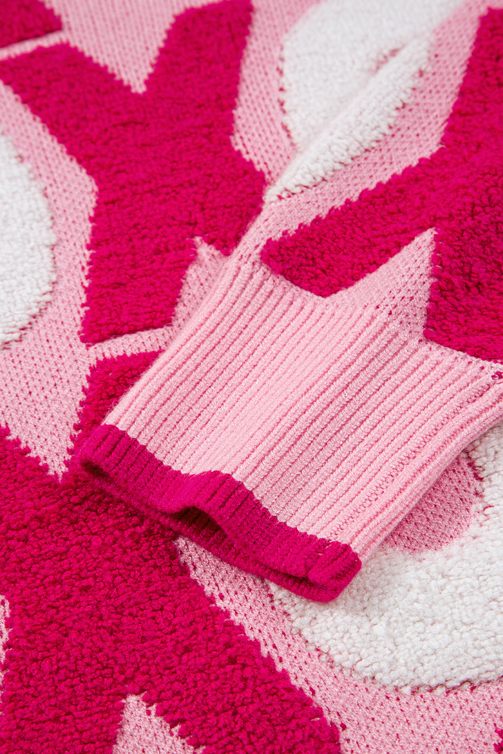 Women's Pink XOXO Crewneck Sweater – Casual Valentine's Day Style - Detail View 10 Women's Pink XOXO Crewneck Sweater – Casual Valentine's Day Style - Detail View 10